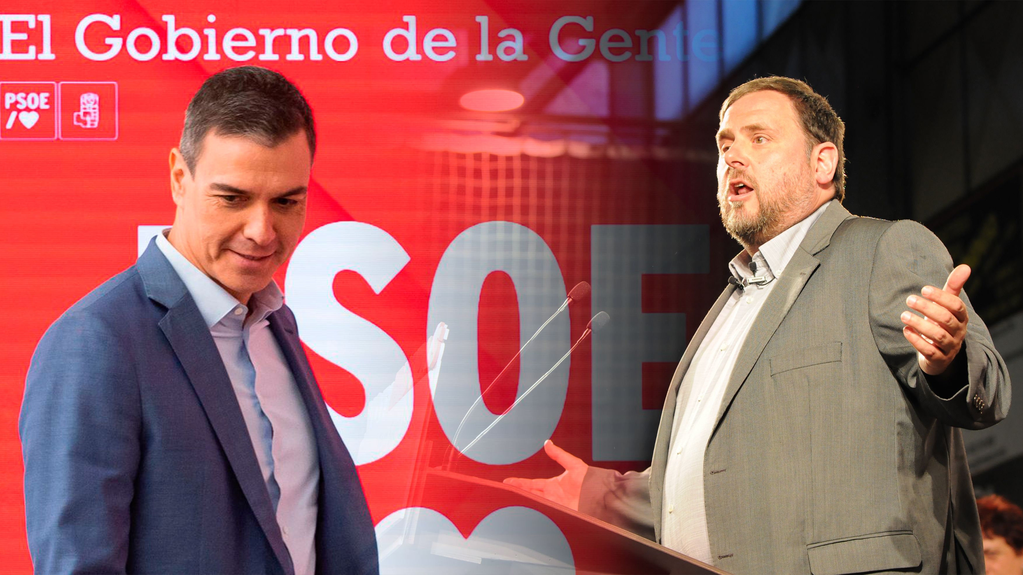 Pedro Sánchez, presidente del Gobierno, y Oriol Junqueras, líder de ERC, en imágenes de archivo.