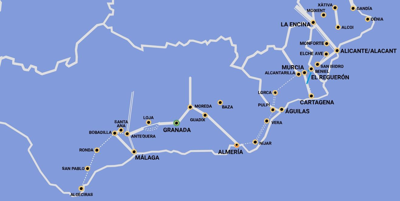 Mapa andaluz del Corredor Mediterráneo