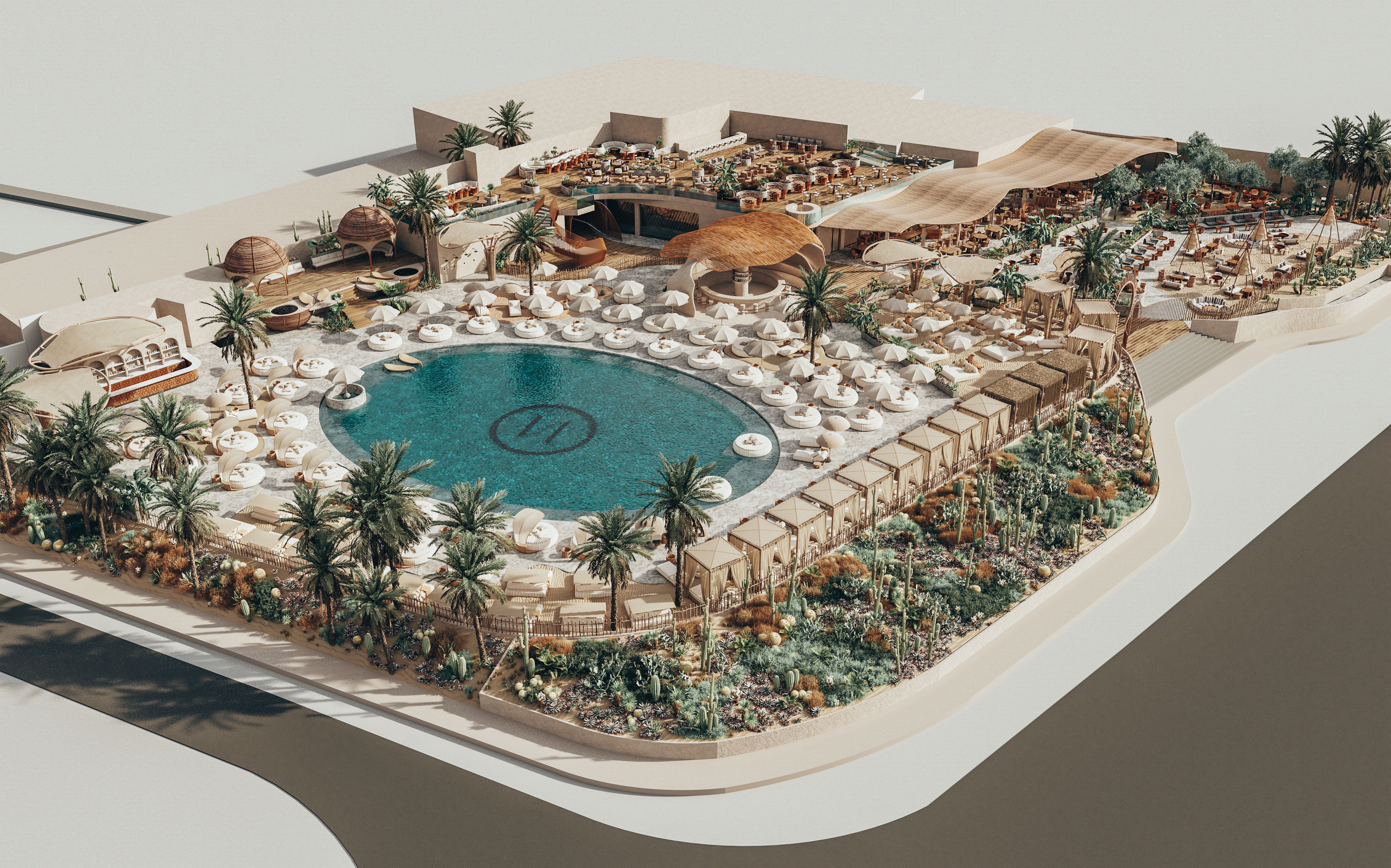 Los dueños de El Cuartel del Mar de Chiclana abrirán Valhalla en El Palmar. Recreación del nuevo complejo de ocio y gastronomía en la playa de Vejer.
