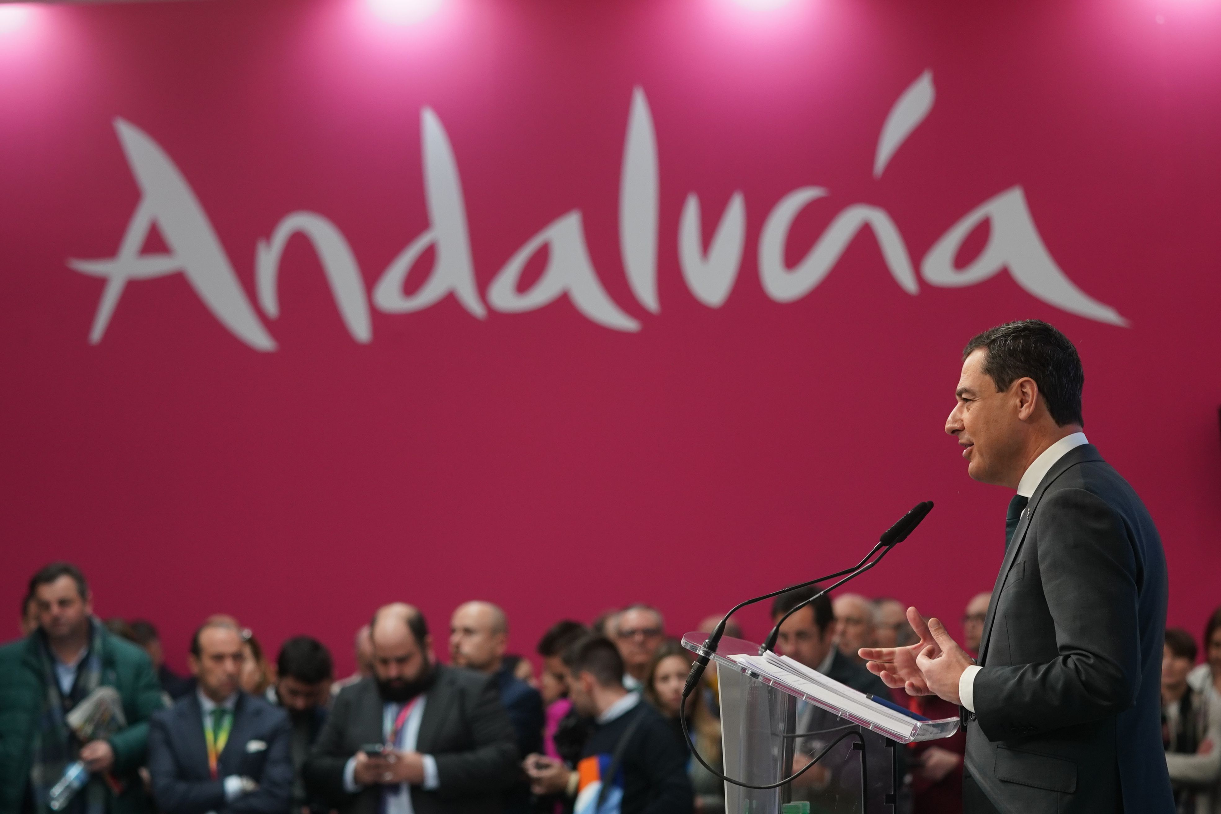 El presidente Juanam Moreno, en Fitur, este miércoles. El presidente Juanam Moreno, en Fitur, este miércoles.