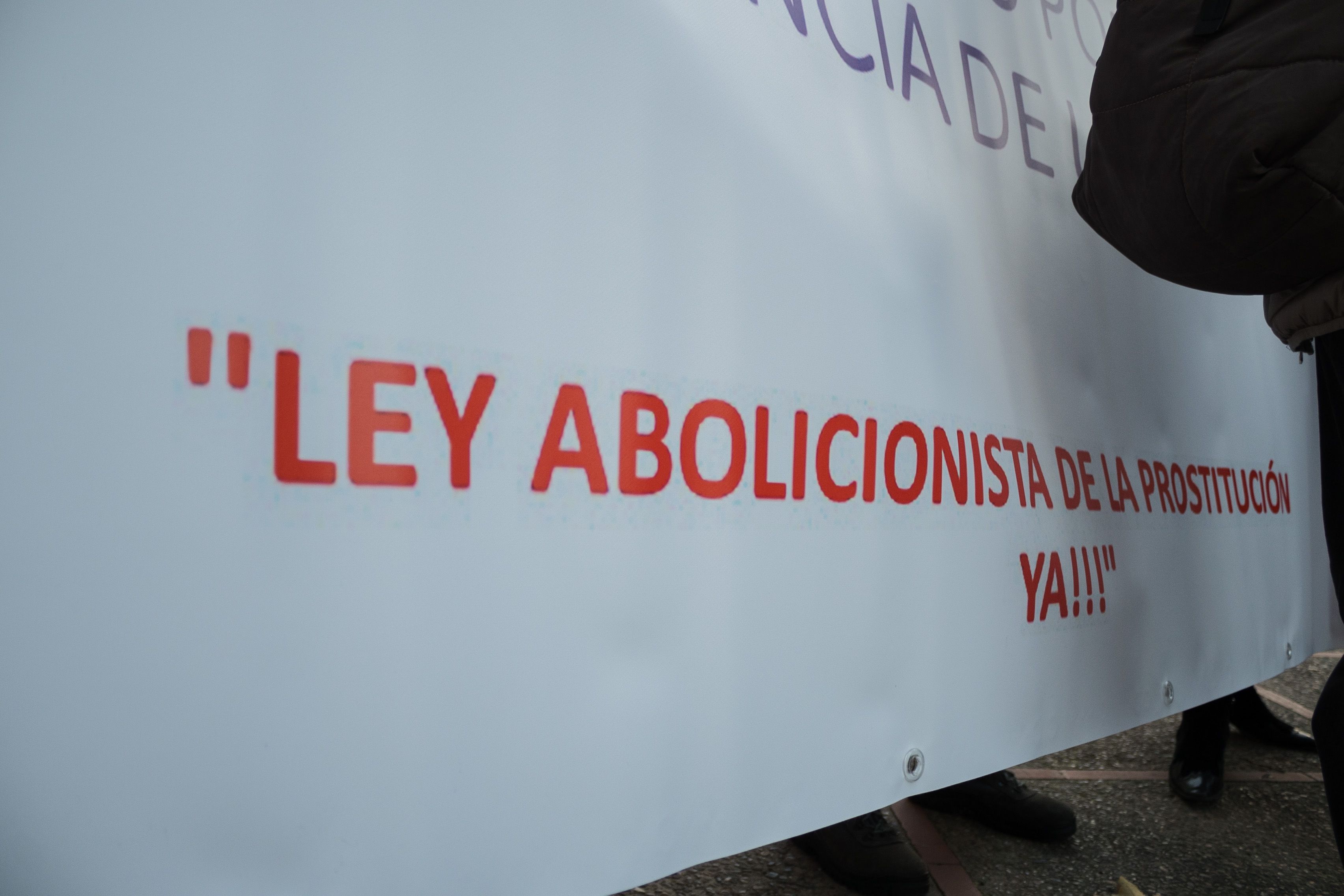 Una pancarta abolicionista contra la prostitución, en imagen de archivo.