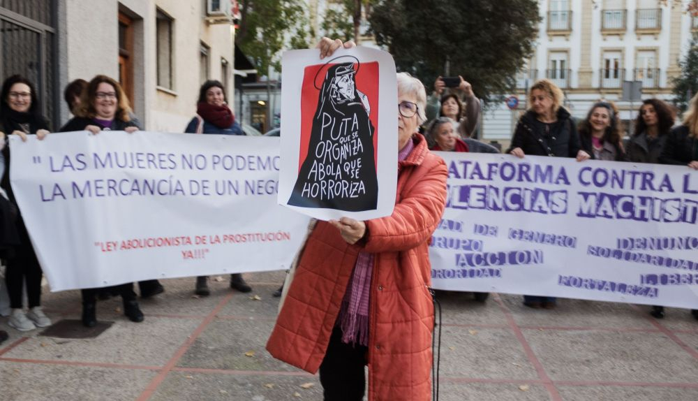 Concentración contra la prostitución celebrada en las calles de Jerez en 2023.