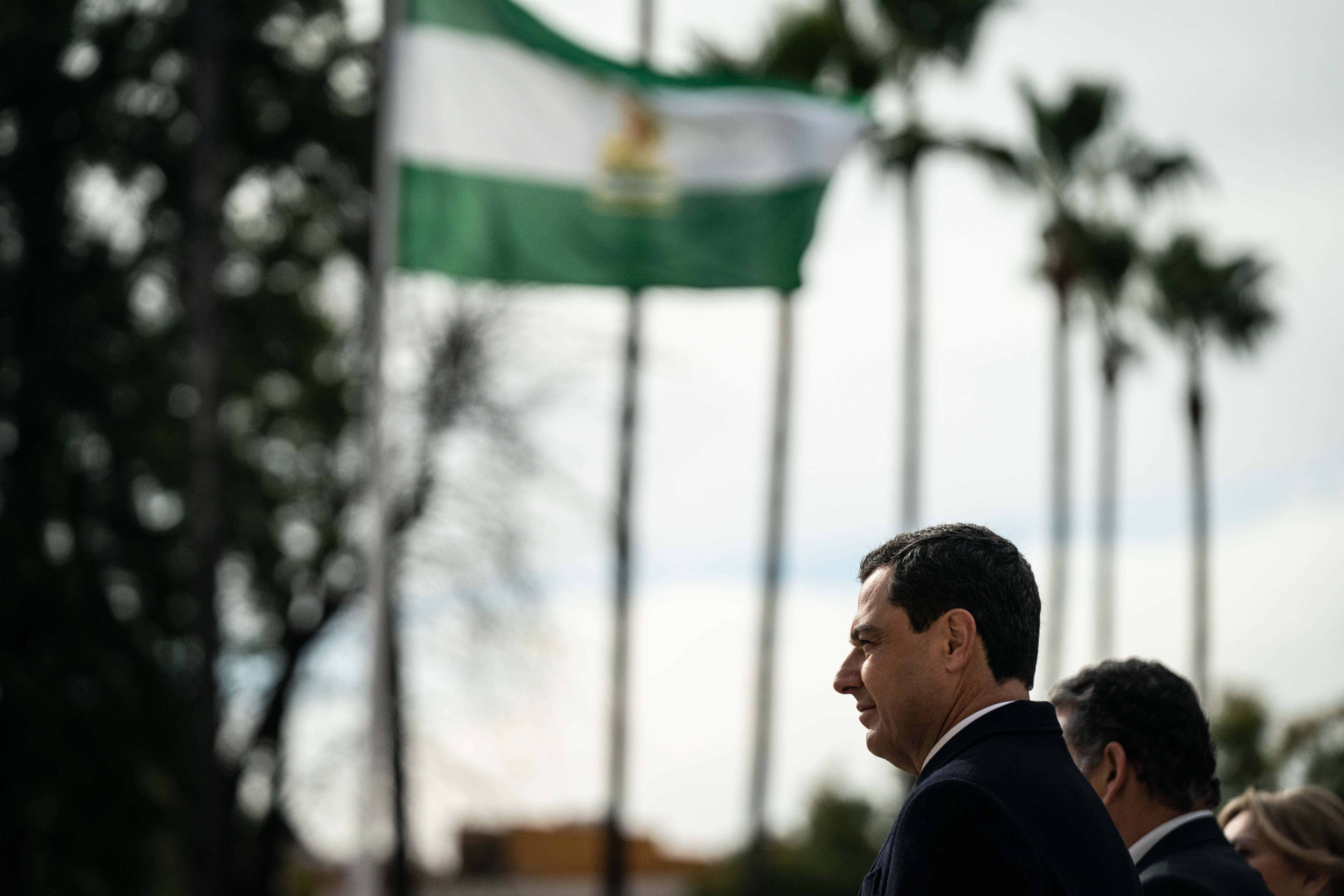Juanma Moreno, presidente de la Junta de Andalucía, durante uno de los actos del 28F. Juanma Moreno, presidente de la Junta de Andalucía, durante uno de los actos del 28F.