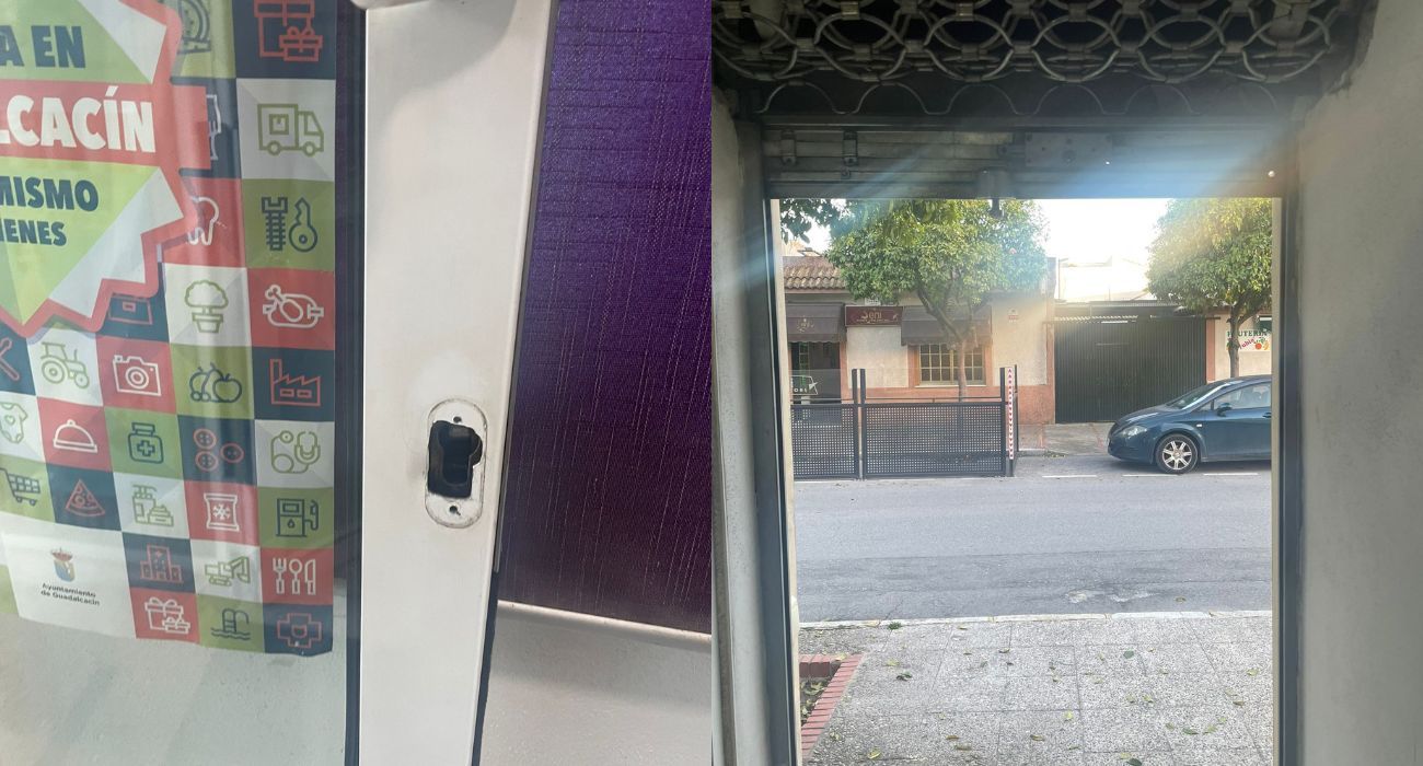Imágenes de dos de los tres comercios asaltados en Guadalcacín. 