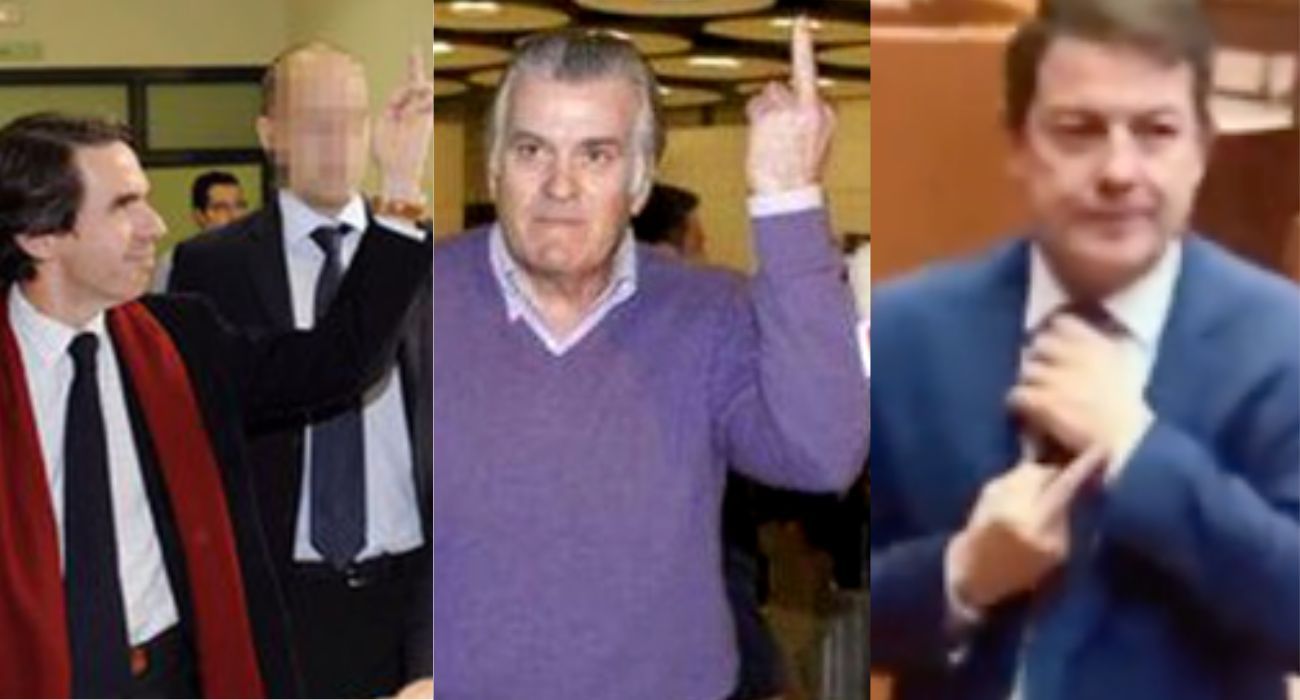 Aznar, Bárcenas y Mañueco, con sus respectivas 'peinetas'.