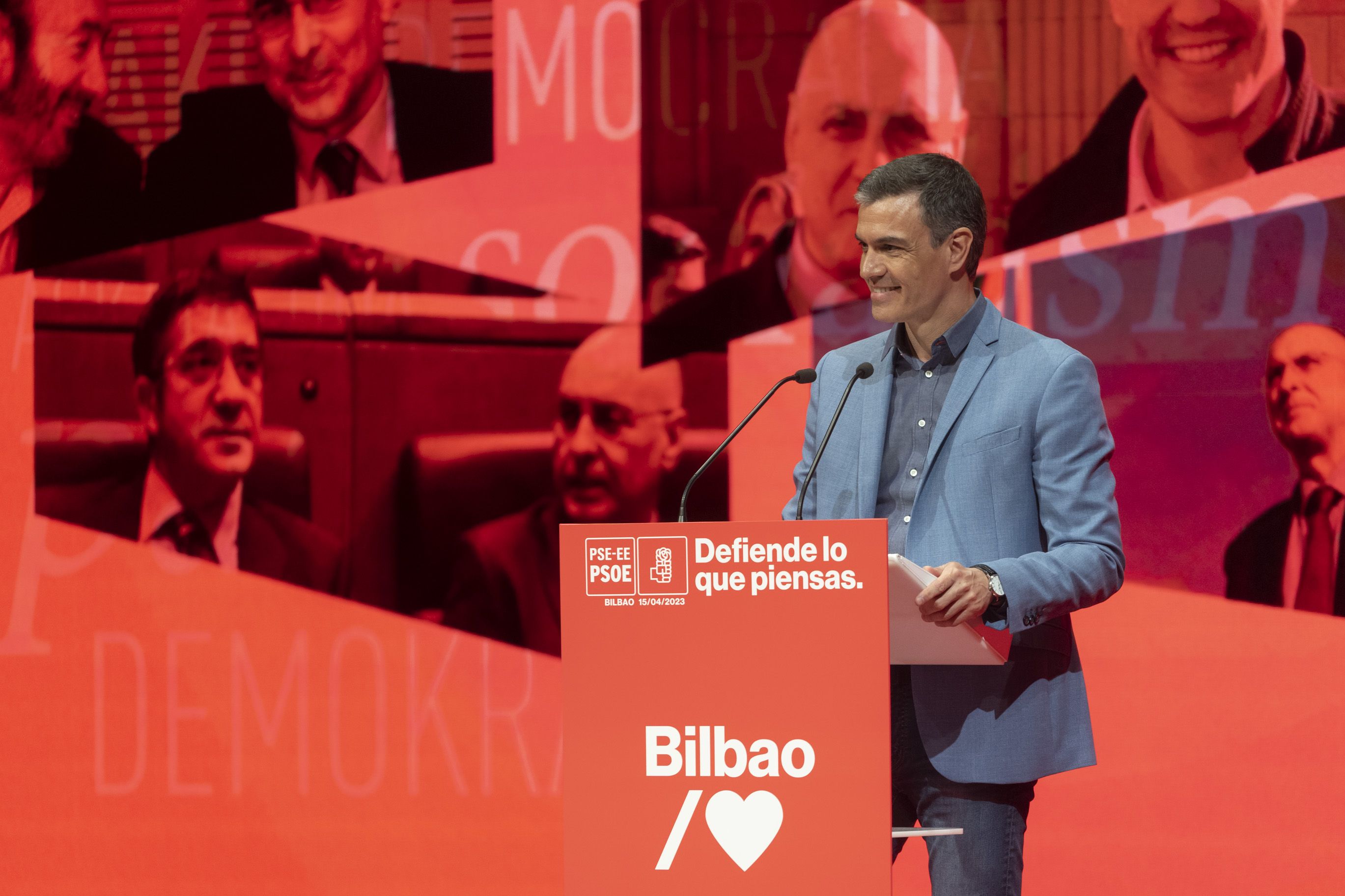 Pedro Sánchez durante el acto del PSOE.