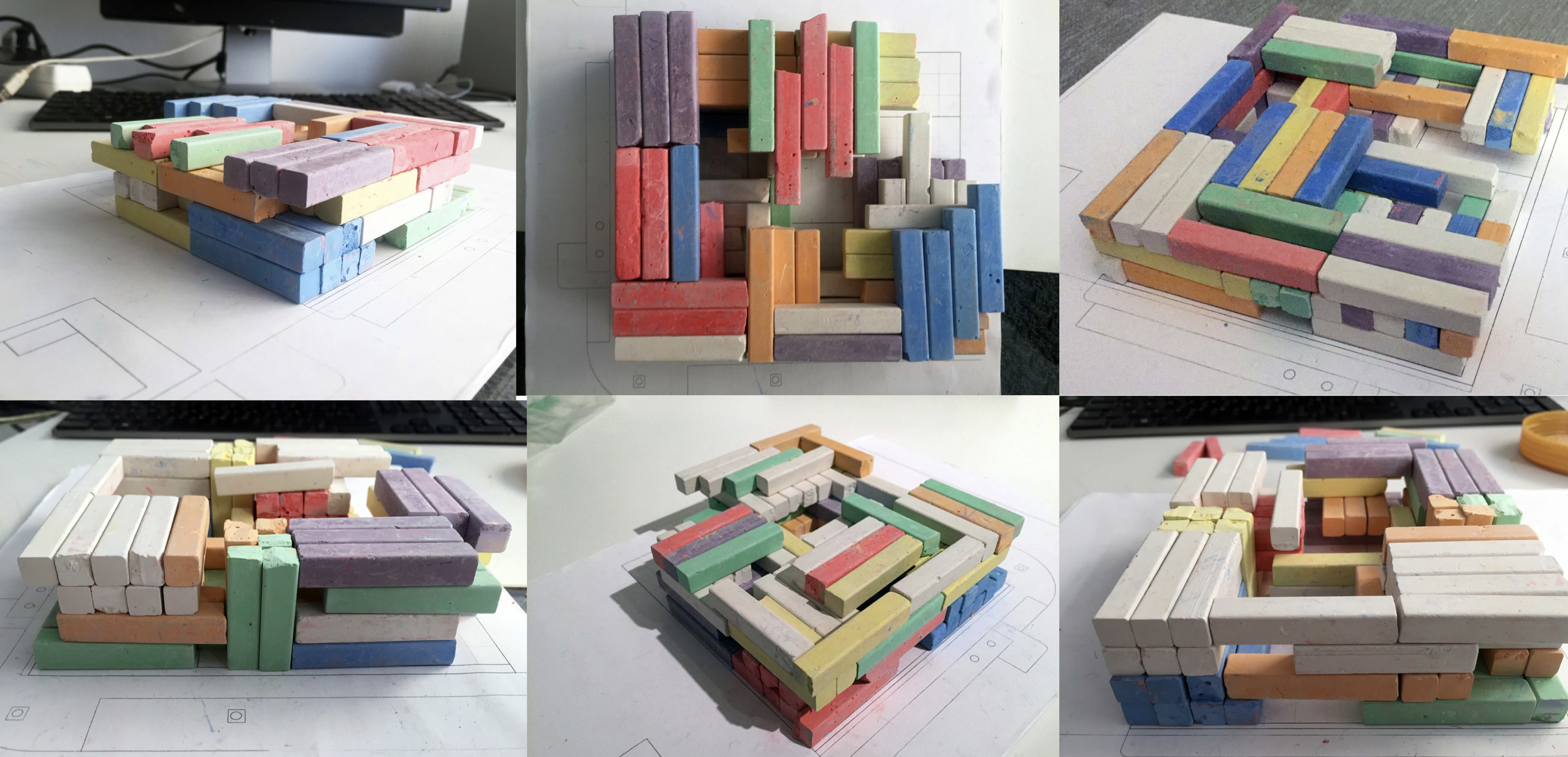 Proceso de creación con tizas de colores. 