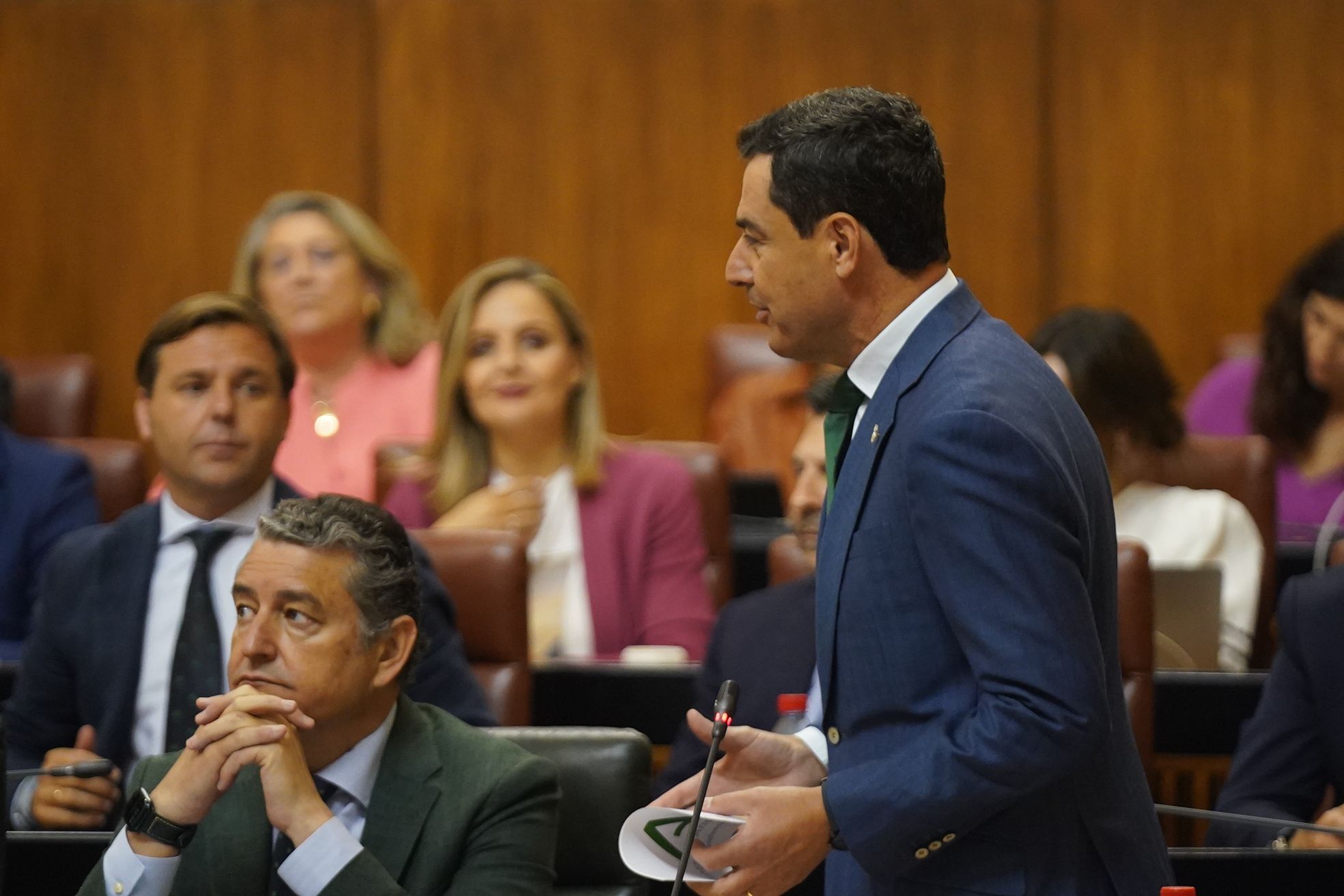 Juanma Moreno durante la sesión de control en la que se ha hablado de Doñana. Juanma Moreno durante la sesión de control en la que se ha hablado de Doñana.