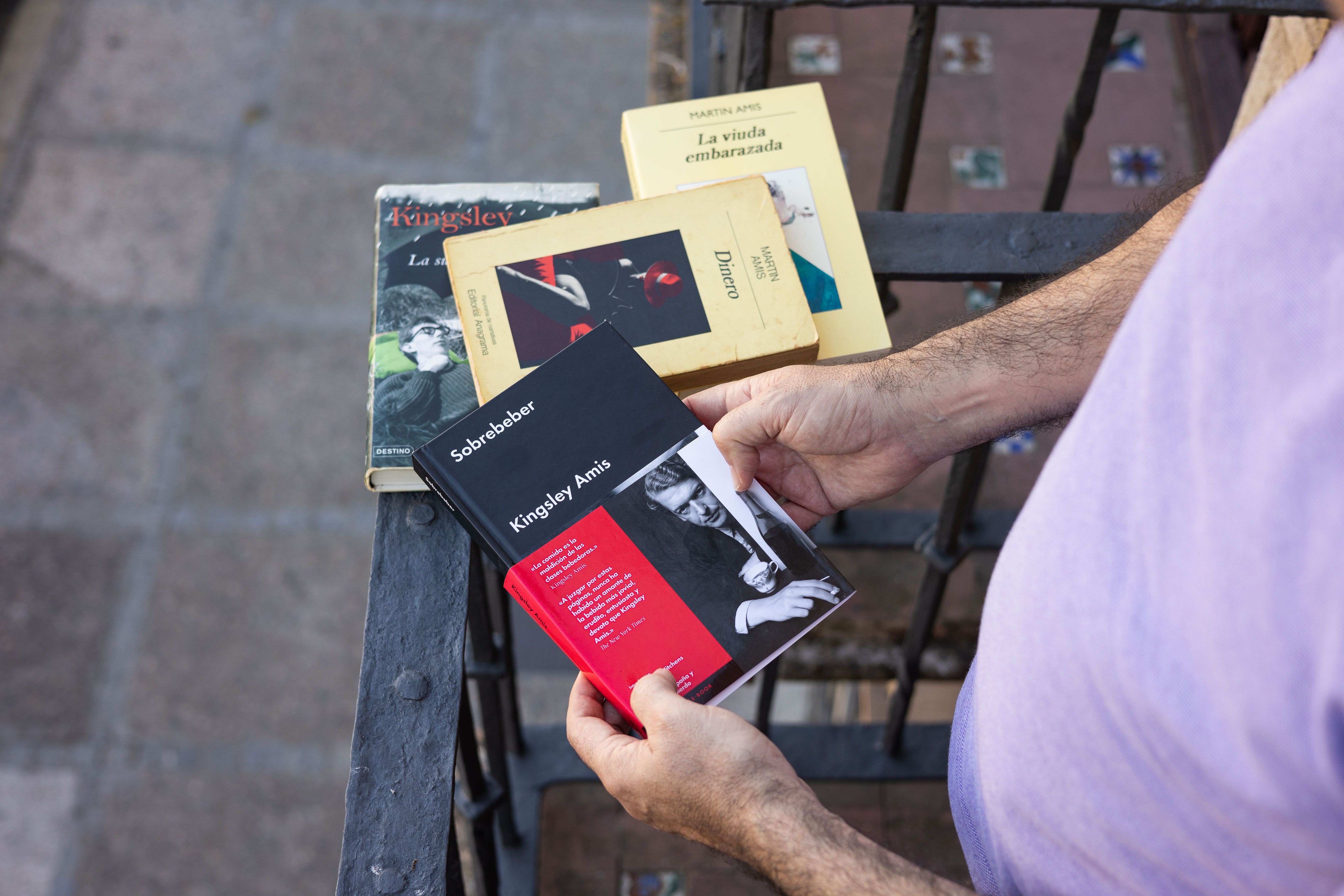 Varios libros de Kingsley y Martin Amis.