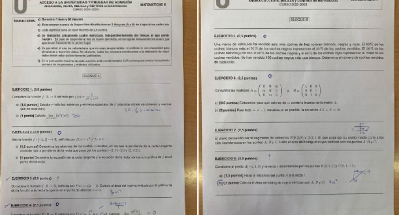 El difícil examen de Matemáticas II en la prueba de la PEvAU de Andalucía. El difícil examen de Matemáticas II en la prueba de la PEvAU de Andalucía.