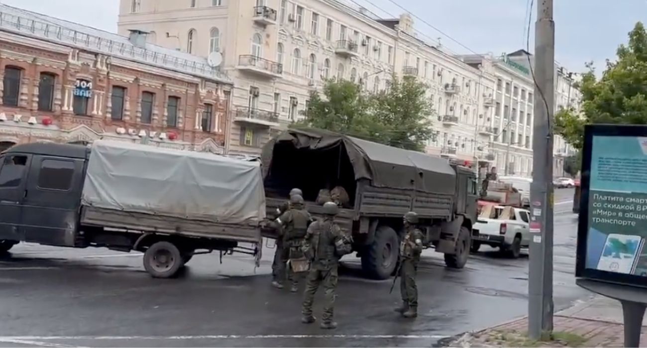 Miembros de los mercenarios de Wagner, en la ciudad de Rostov.
