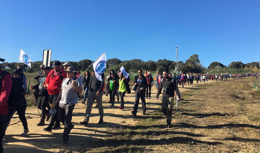 Un momento de la manifestación por la recuperación de la laguna de La Janda.
