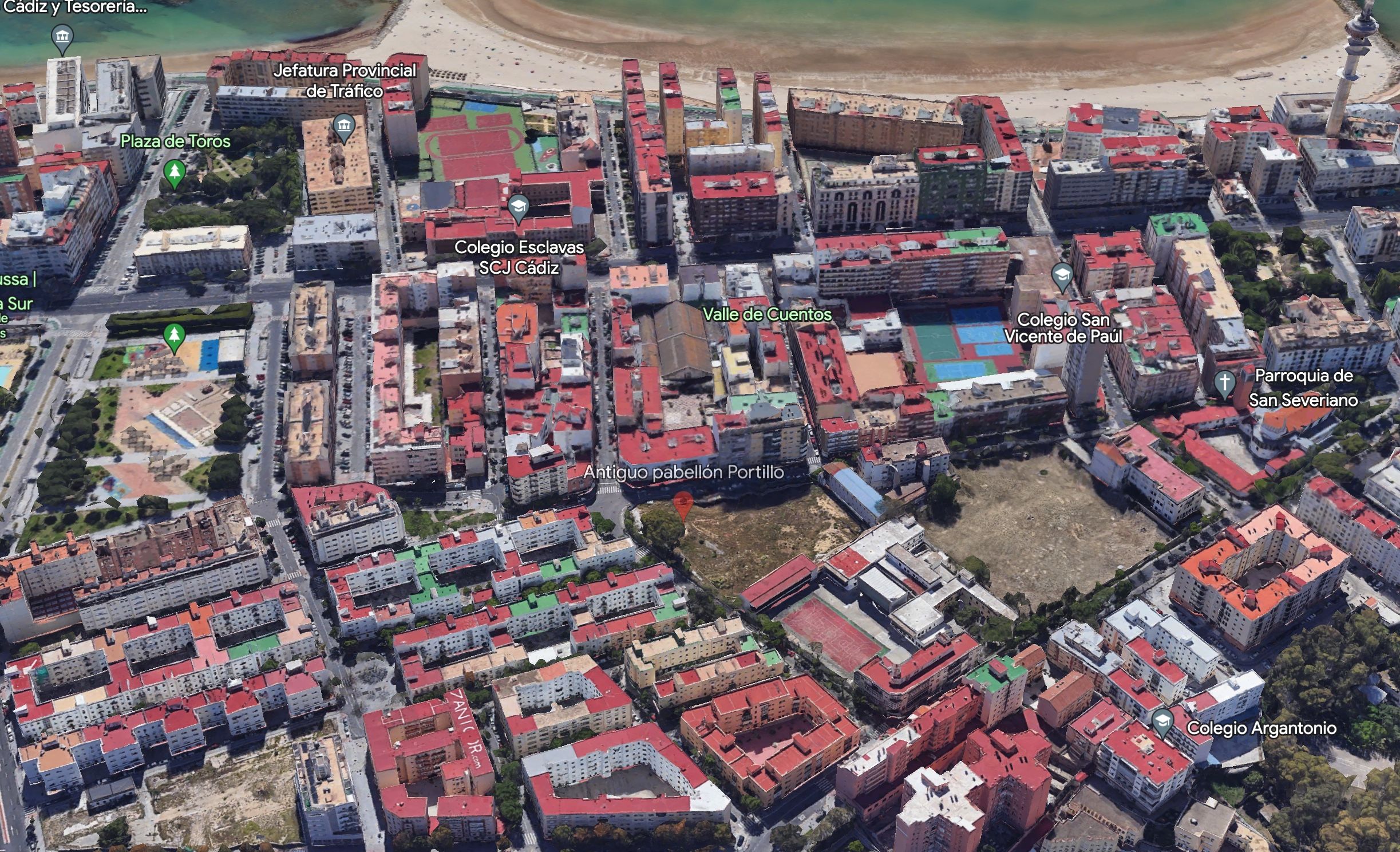 Vista aérea de la zona pabellón polideportivo Portillo.
