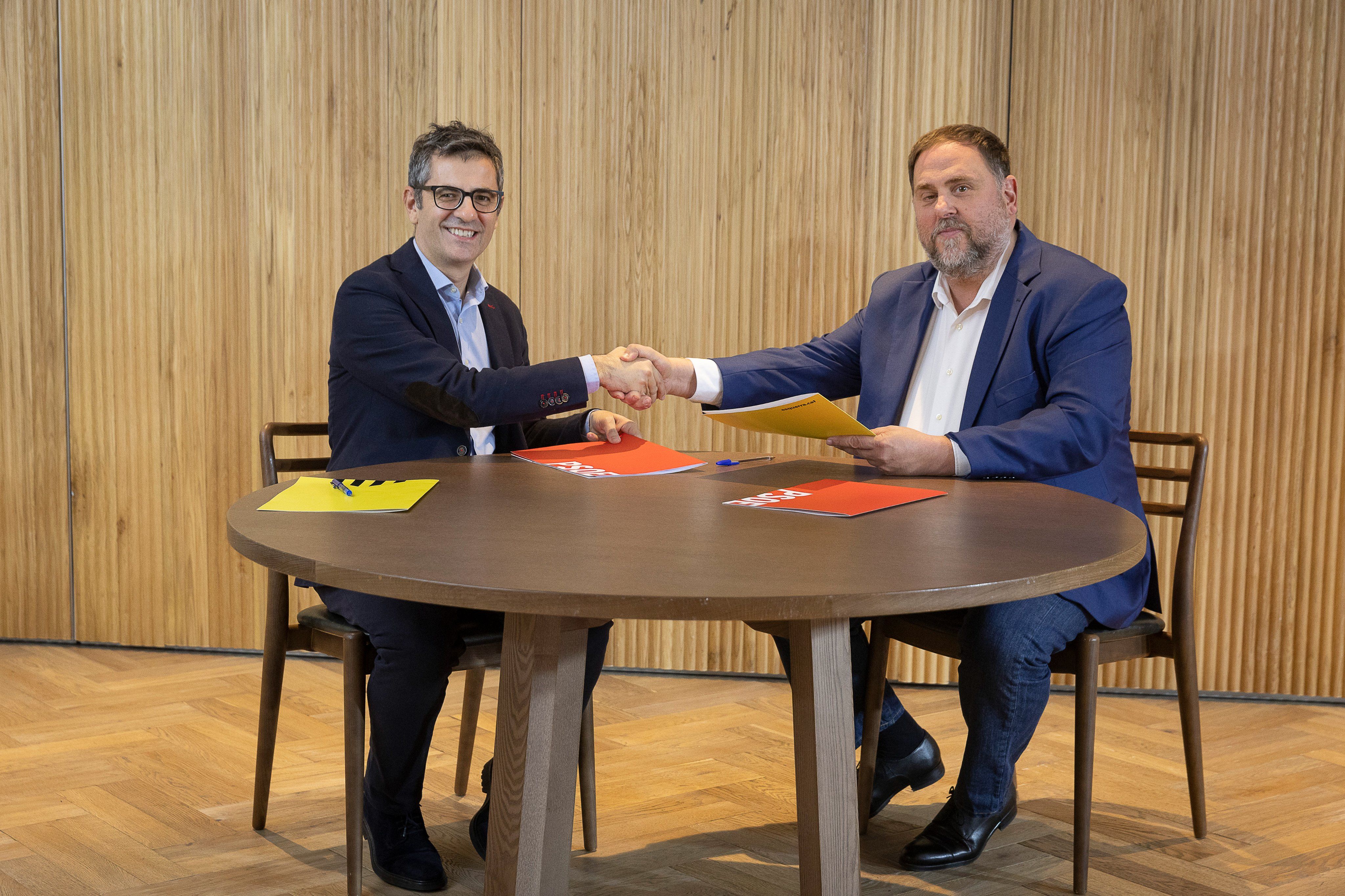 Amnistía. El ministro Félix Bolaños y el dirigente de ERC Oriol Junqueras.
