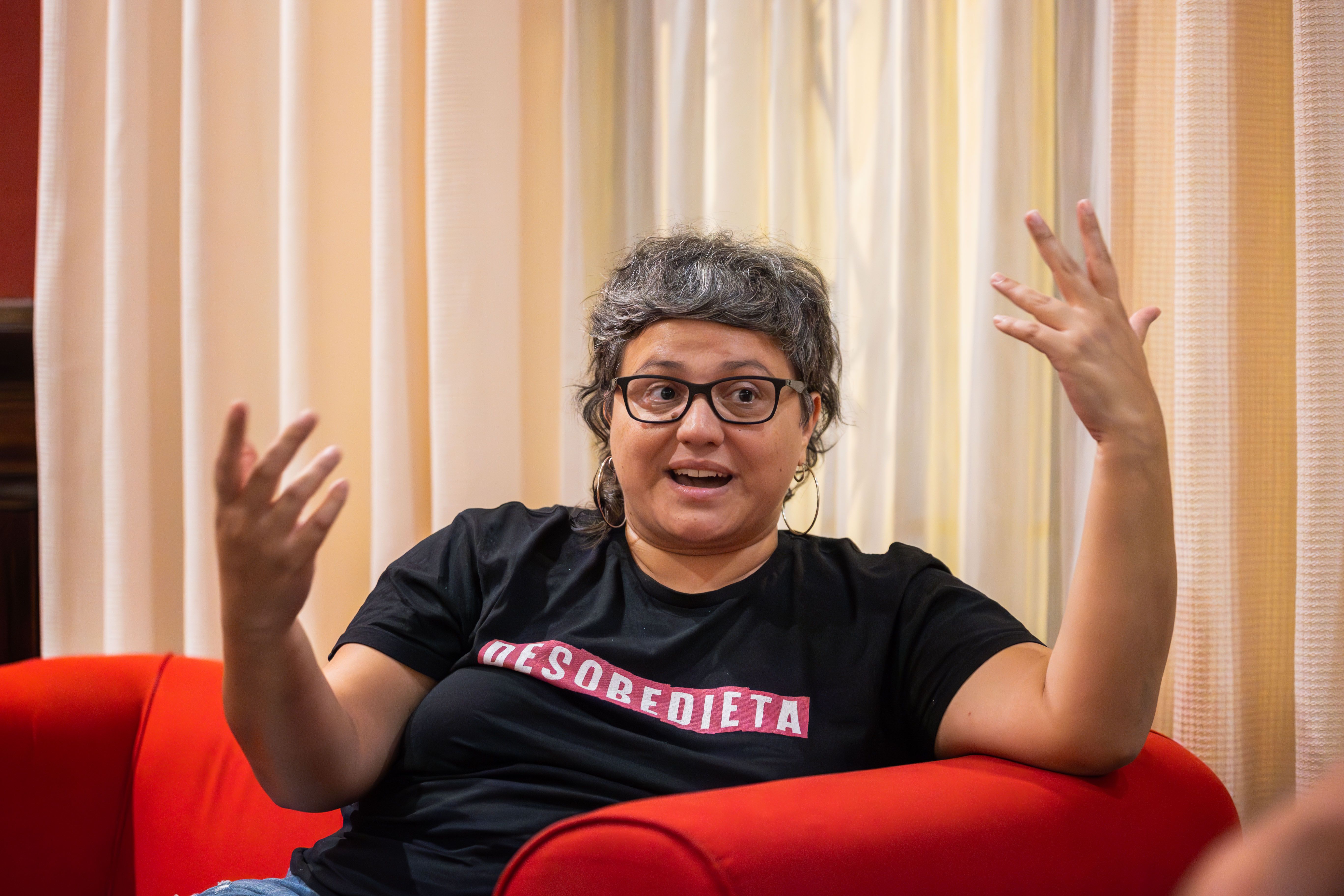 La filósofa hispano-uruguaya, durante la entrevista.  MANU GARCÍA