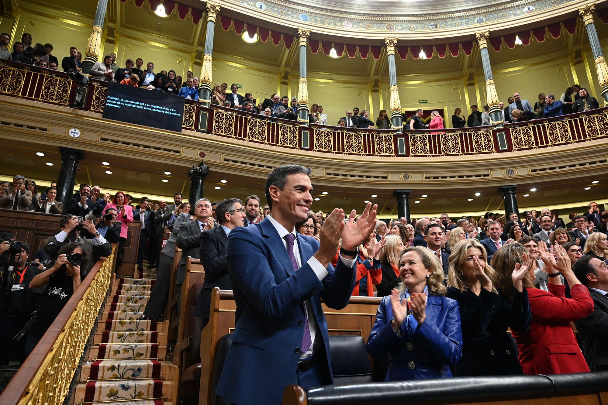 Pedro Sánchez, reelegido presidente del Gobierno, el jueves en el Congreso. Pedro Sánchez, reelegido presidente del Gobierno, el jueves en el Congreso.