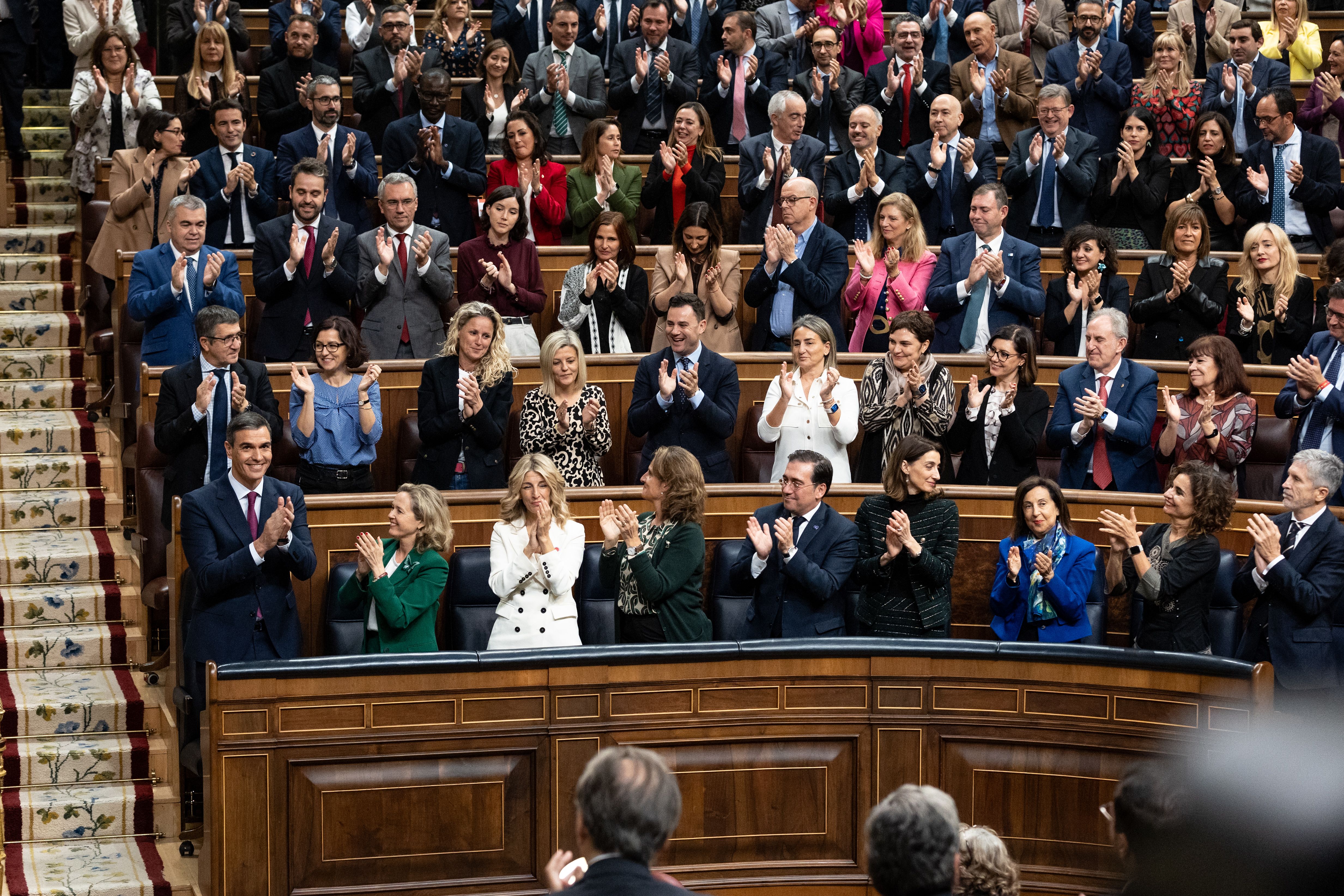 Pedro Sánchez durante la investidura.