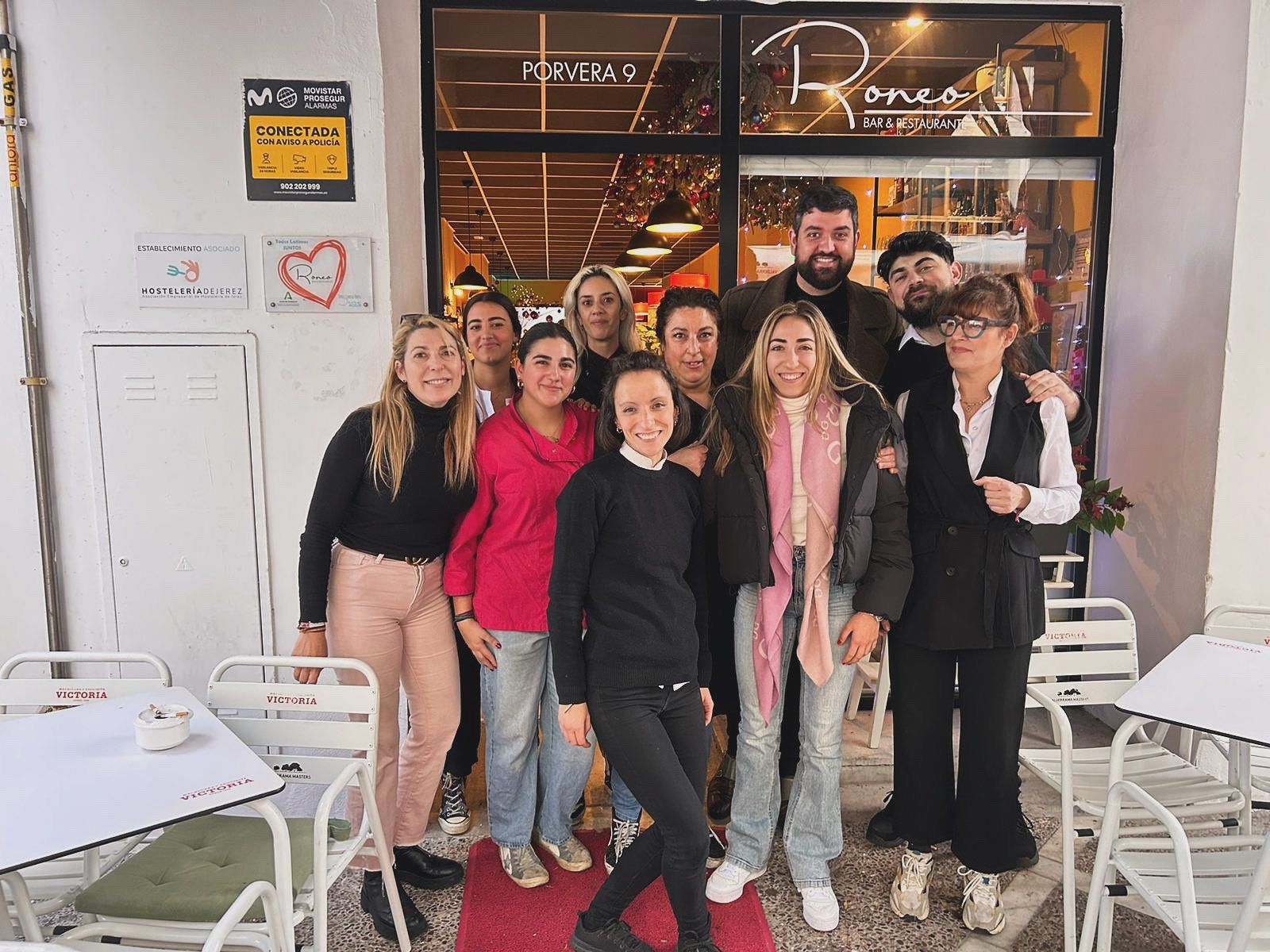 Los presentadores de las campandas de Jerez, de almuerzo horas antes.