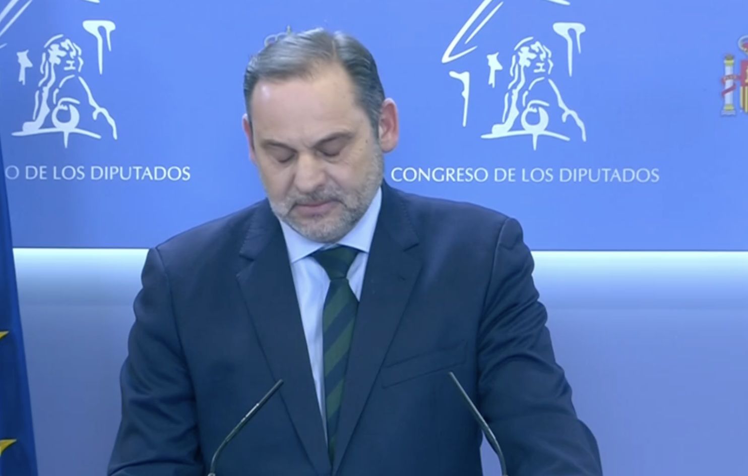 Ábalos durante una rueda de prensa que ofreció en el Congreso. 