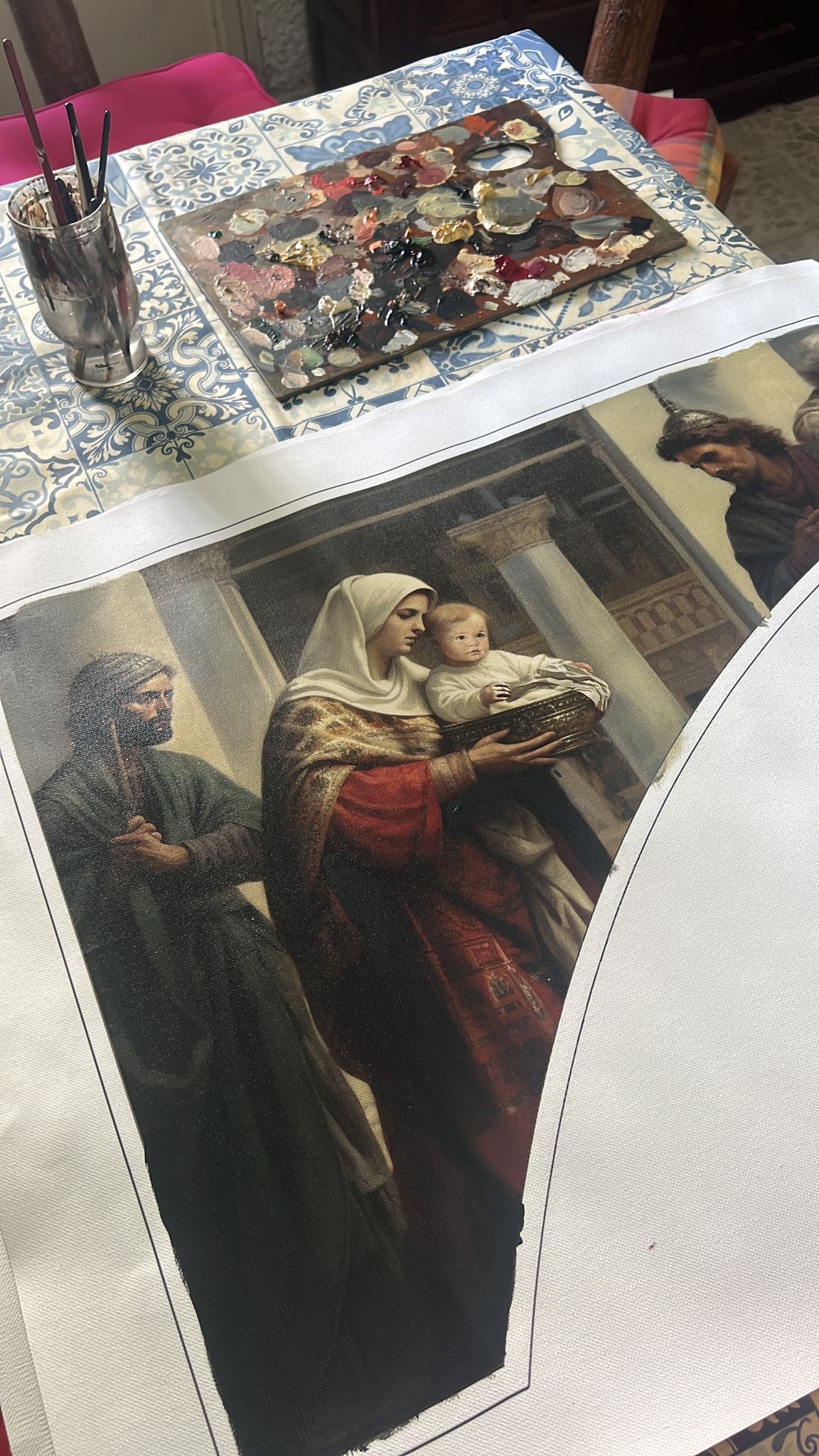 Una de las pechinas durante su elaboración. 
