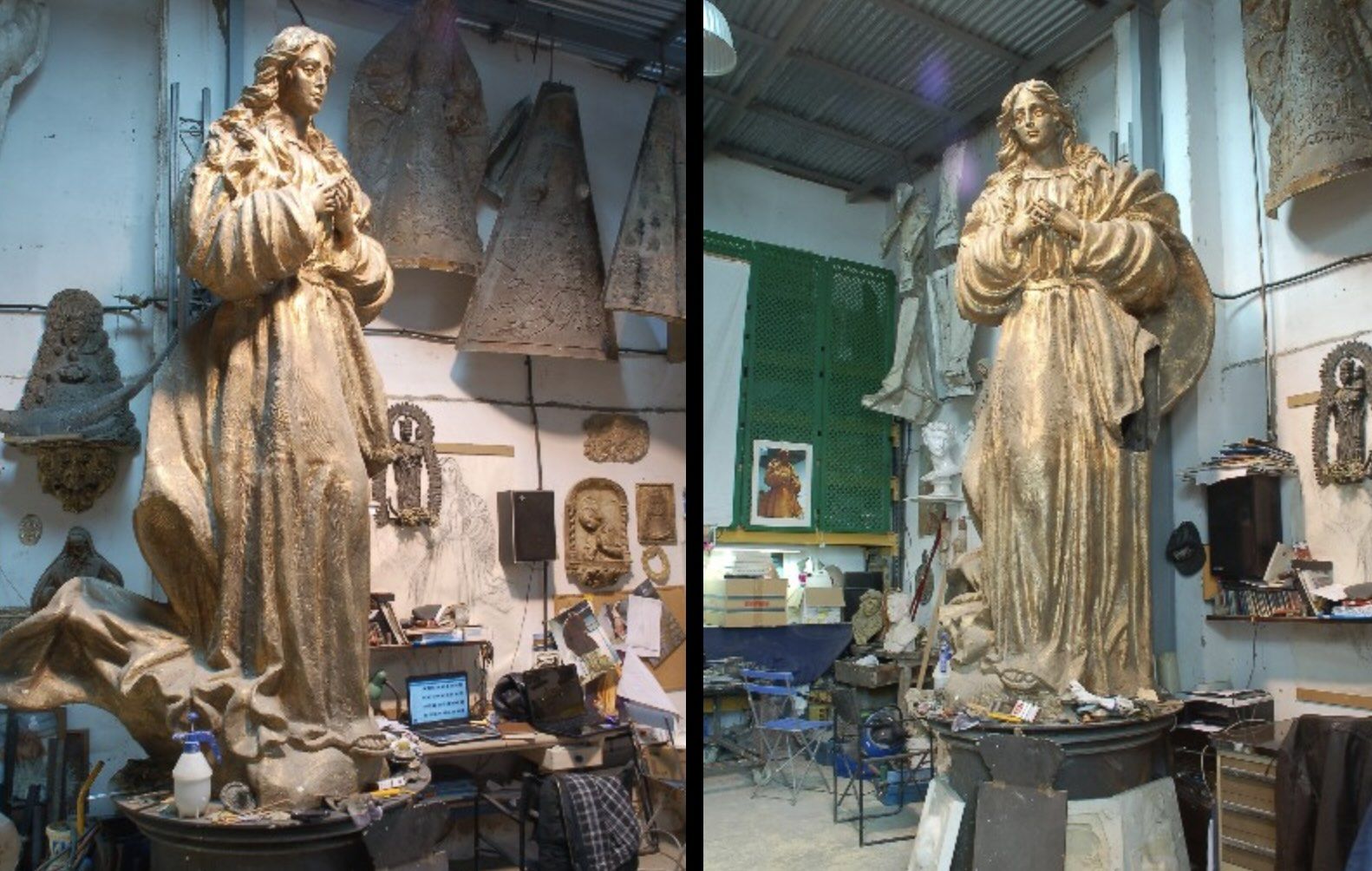 La Inmaculada ya terminada en el taller de Paco Parra.