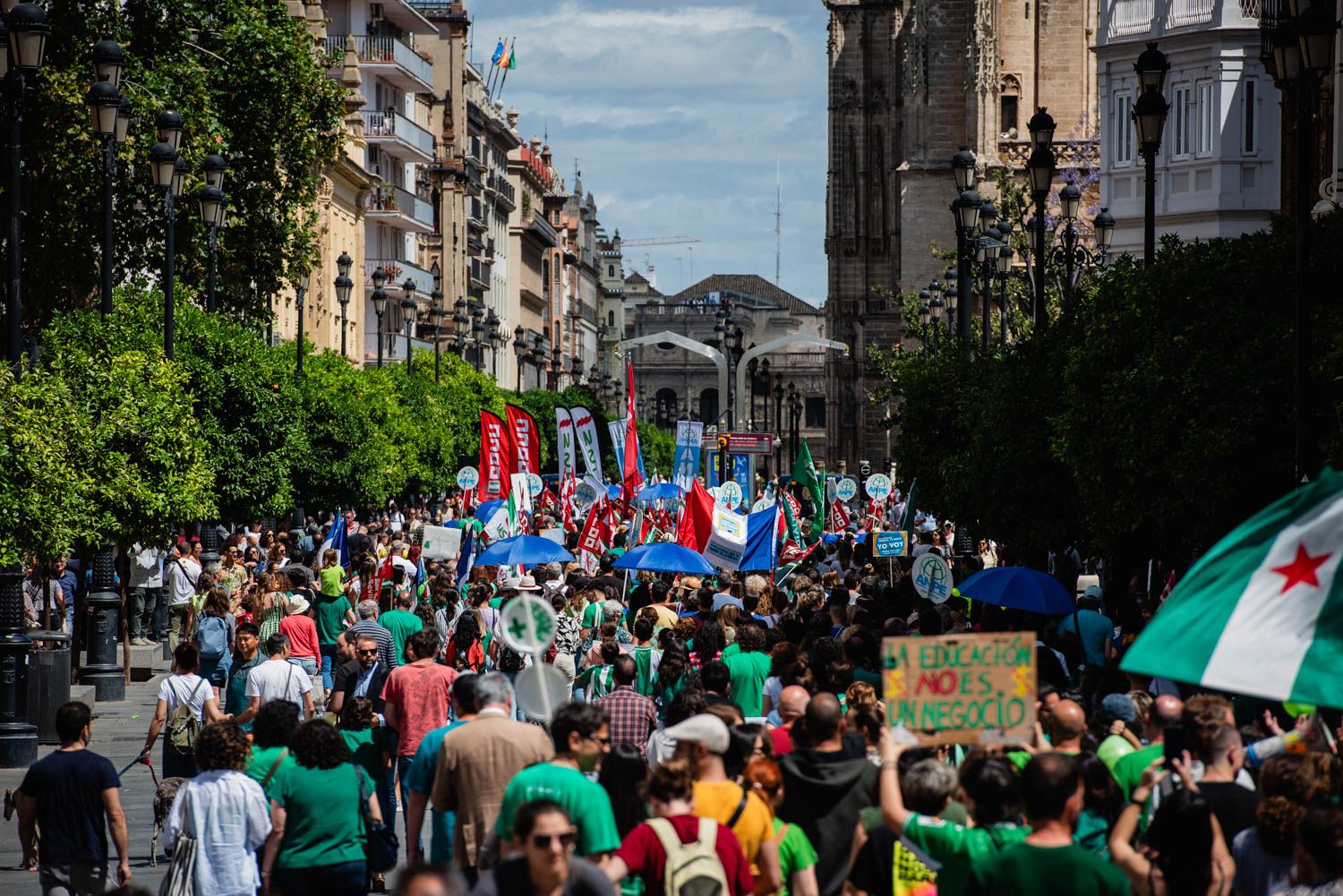La huelga docente de Sevilla, desde San Telmo a las Setas, en imágenes.