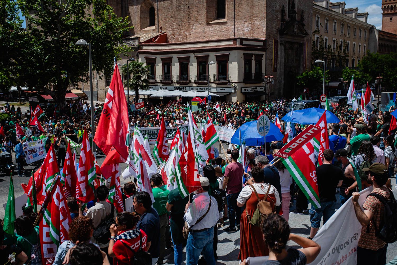La huelga docente de Sevilla, desde San Telmo a las Setas, en imágenes.