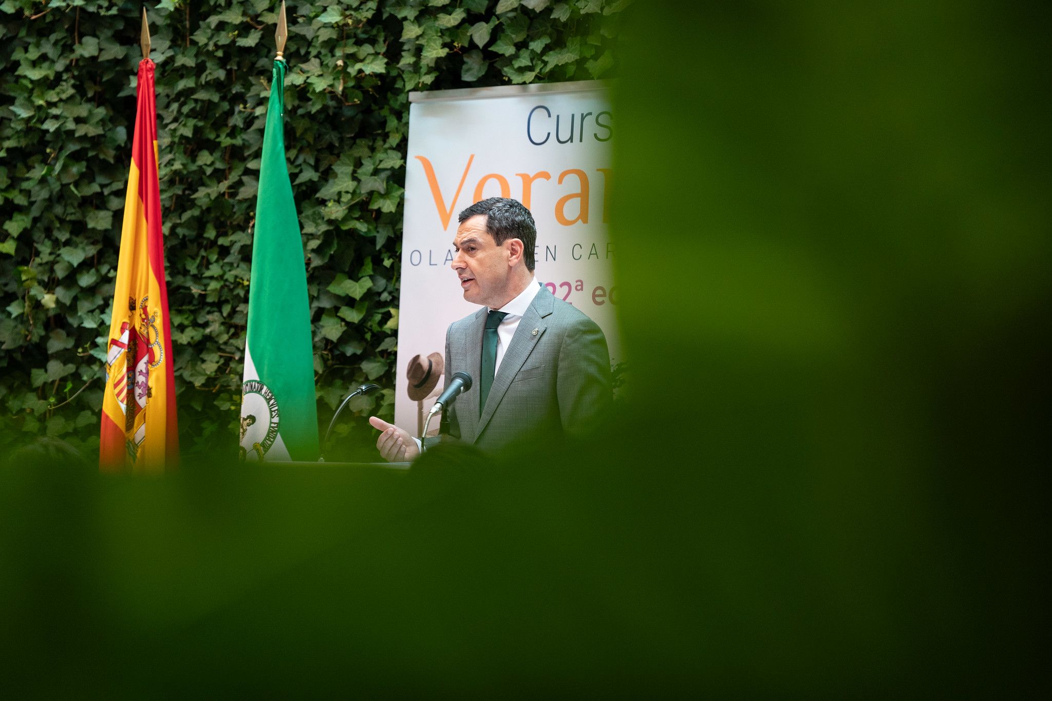 Juanma Moreno, presidente de la Junta, en un acto de este martes.