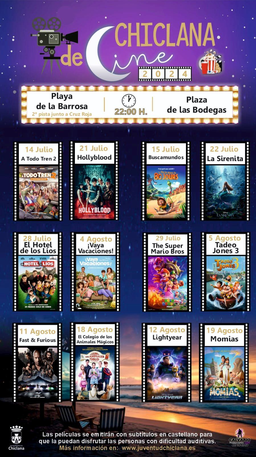 Cartel con la programación de 'Chiclana de cine'.