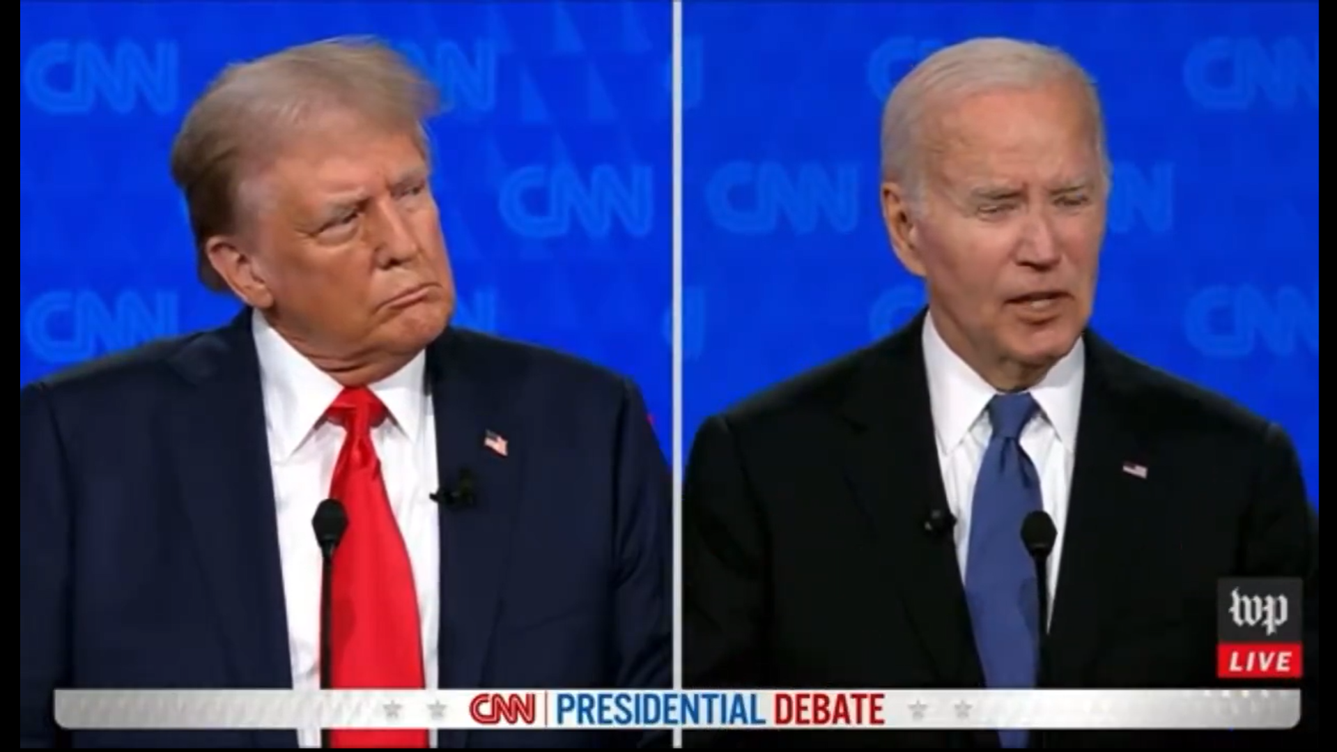 Momento del debate entre Biden y Trump. Momento del debate entre Biden y Trump.
