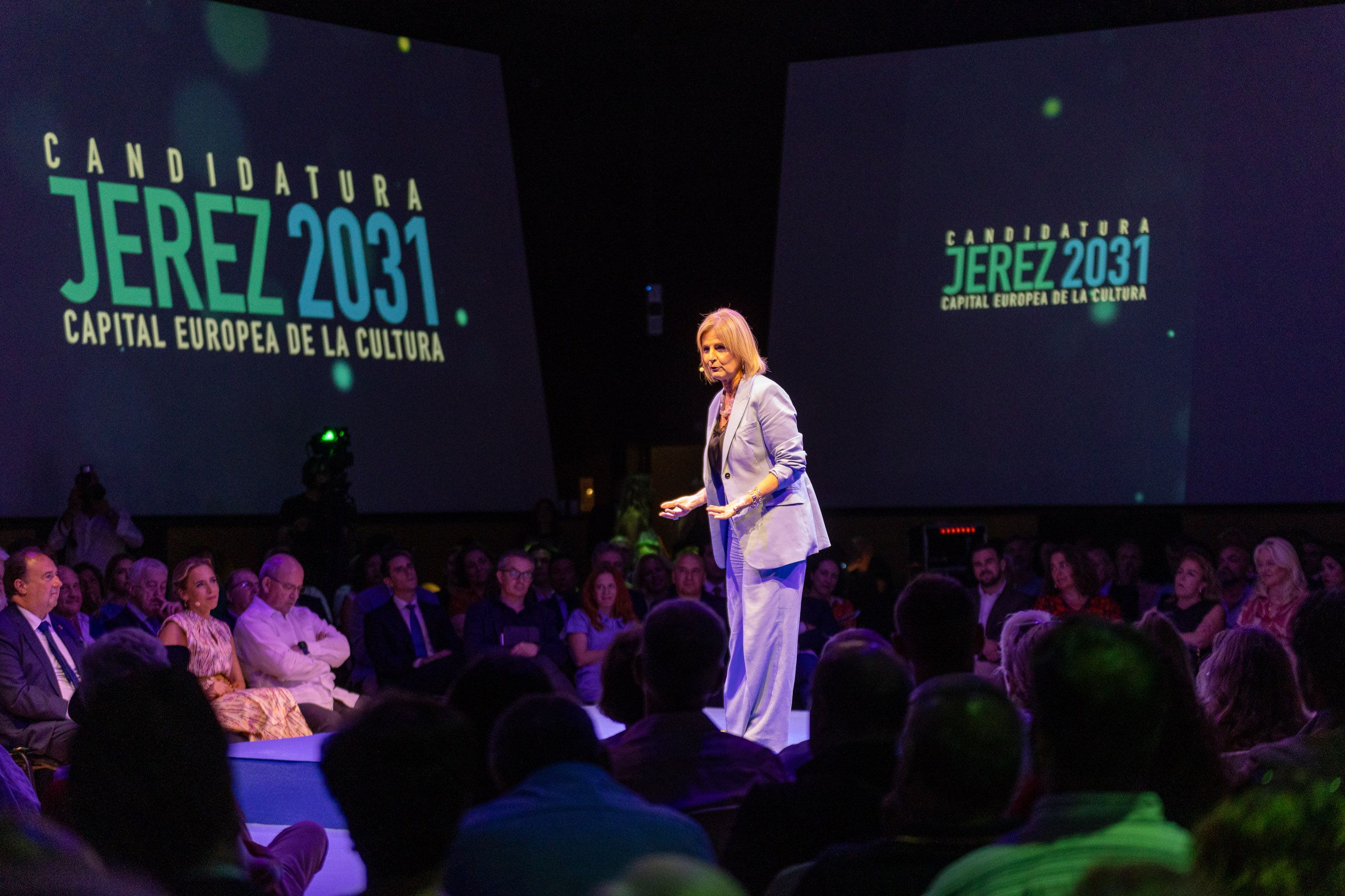 La alcaldesa de Jerez, María José García-Pelayo, en la presentación oficial de la candidatura de la ciudad.