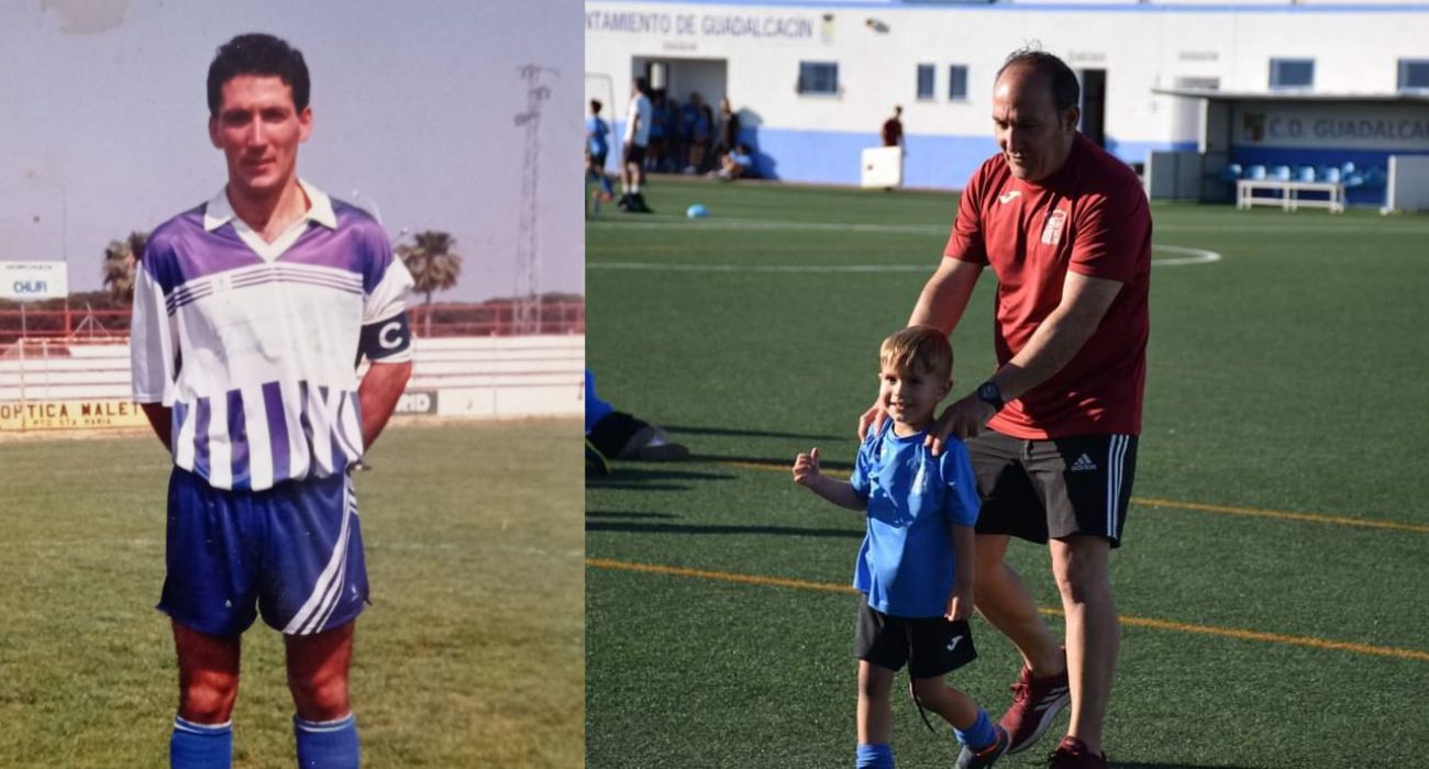 Mangüe, en sus principios como jugador, y en una imagen reciente.