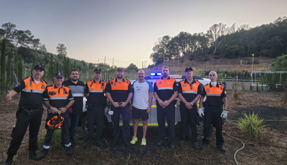 Voluntarios de Protección Civil que han entrenado con fuego real.