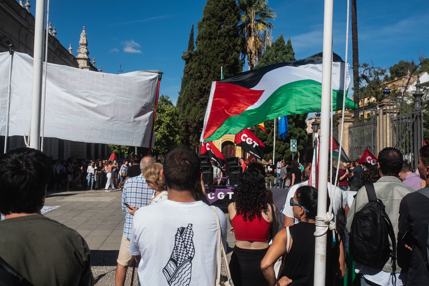 Una huelga estudiantil en la Hispalense por la situación en Gaza.
