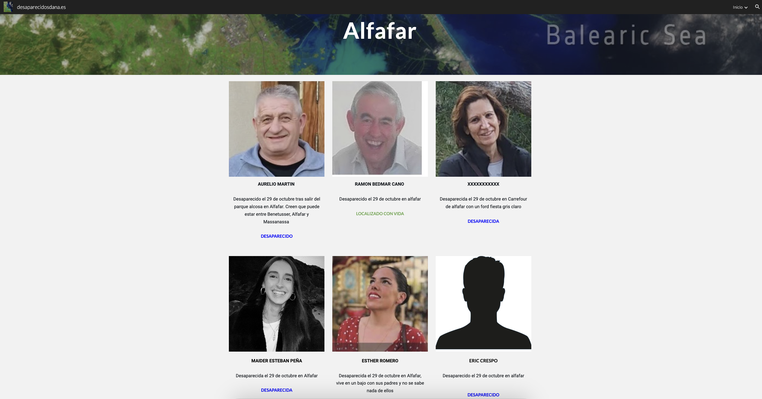 Algunas de las personas desaparecidas, en este caso en Alfafar, en esta página de desaparecidos. Algunas de las personas desaparecidas, en este caso en Alfafar, en esta página de desaparecidos.