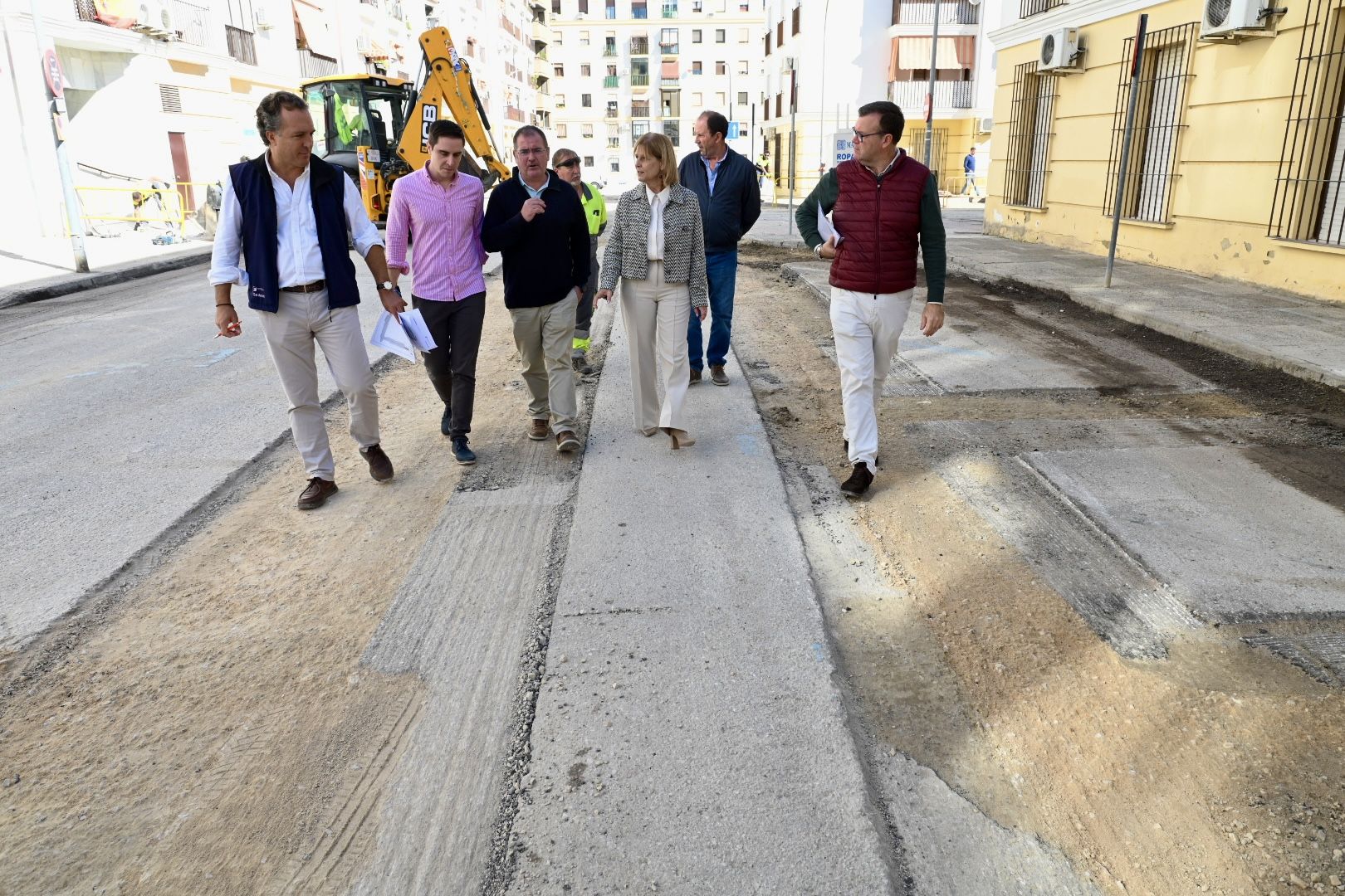 Pelayo y Espinar en las obras de la plaza Madrid.
