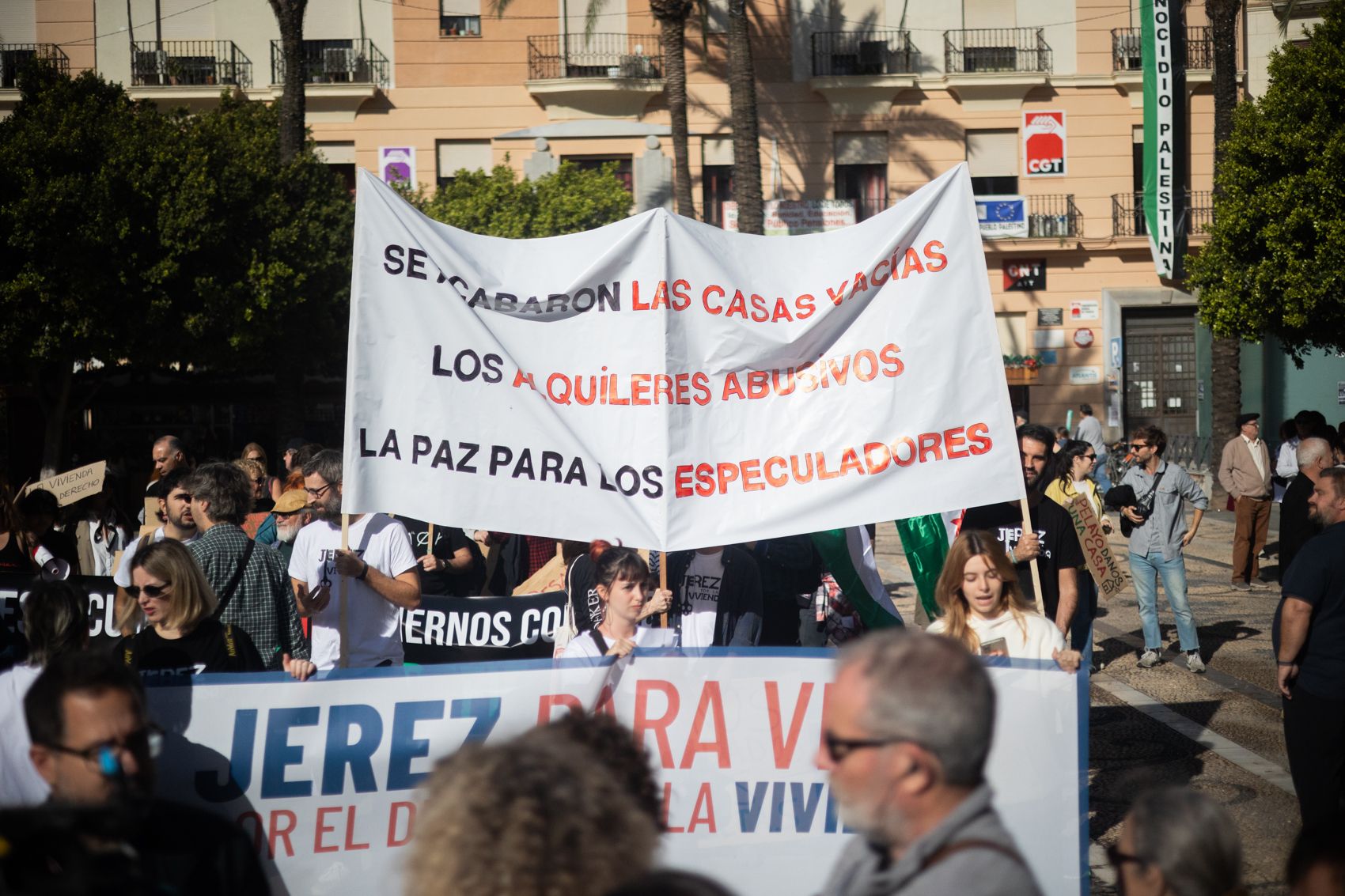  Imagen de archivo de una manifestación por el derecho a una vivienda digna en Jerez.