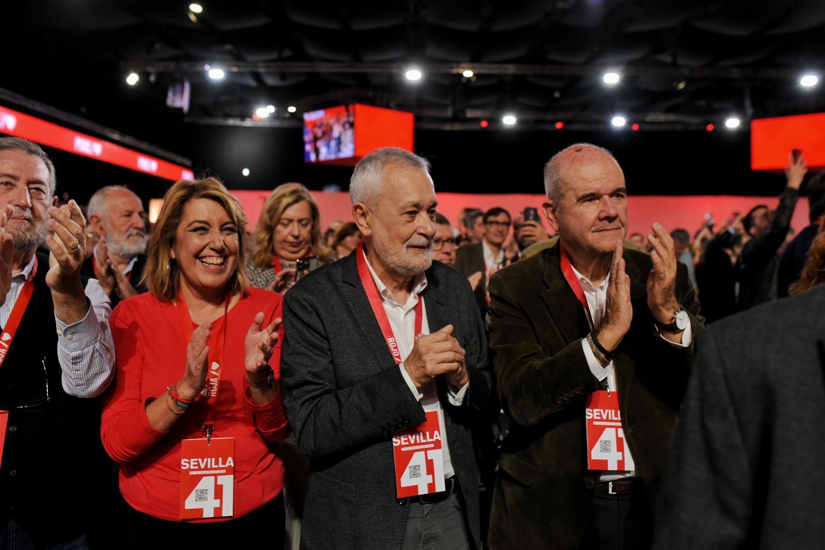 Susana Díaz, Chaves y Griñán, en un acto del PSOE en el pasado.