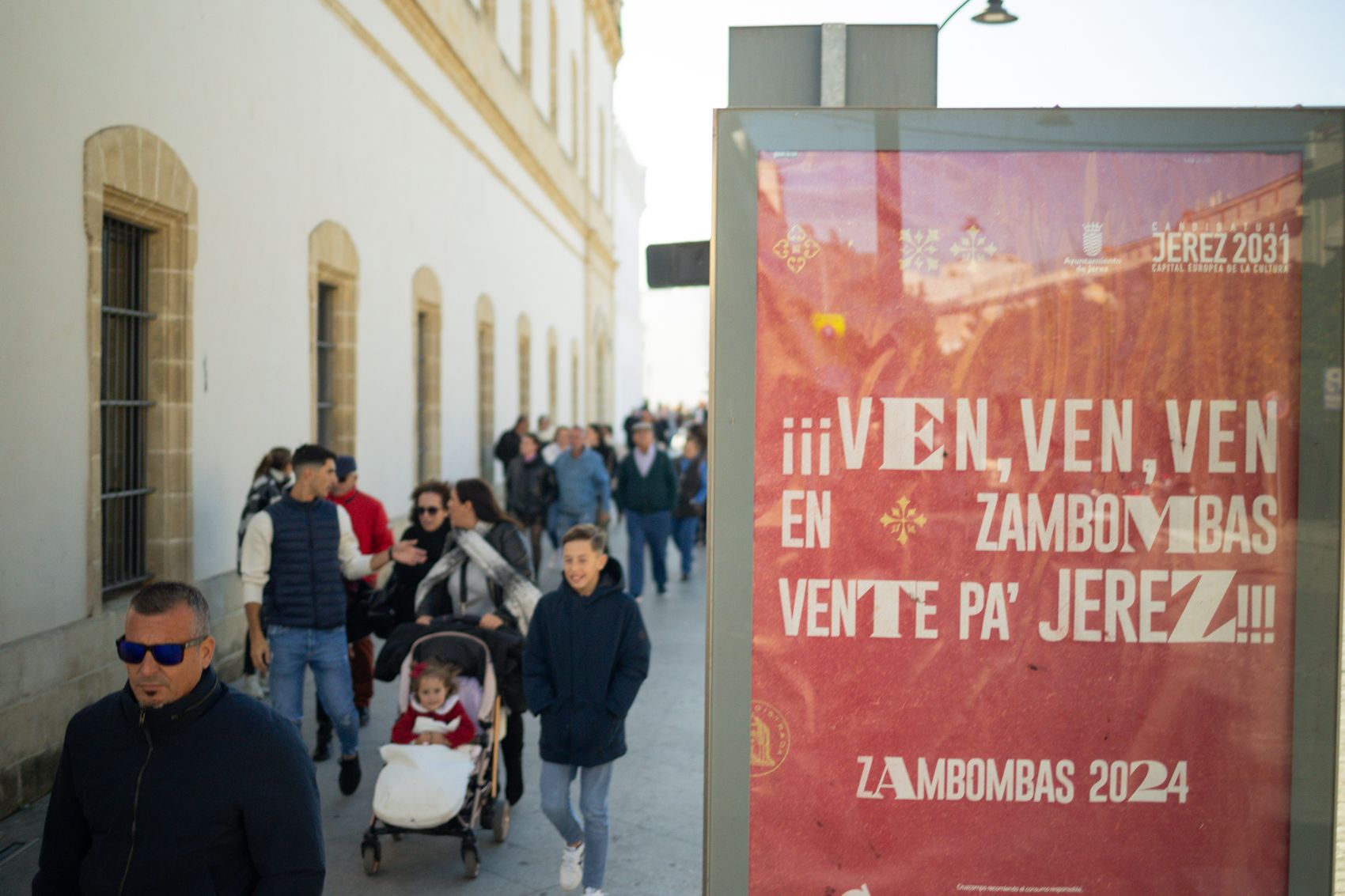 Un cartel en Jerez anunciando las Zambombas. 