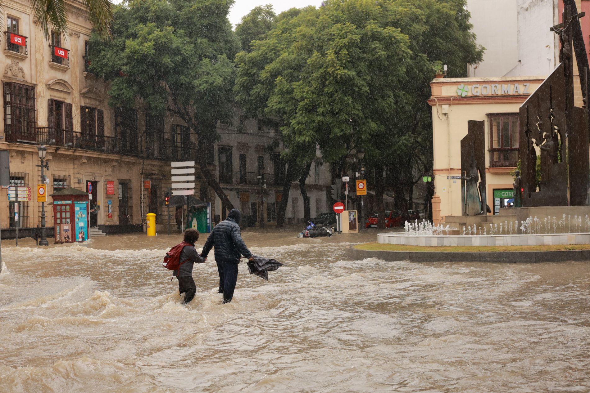 El centro de Jerez, inundado tras las fuertes lluvias de octubre del año pasado. El centro de Jerez, inundado tras las fuertes lluvias de octubre del año pasado.