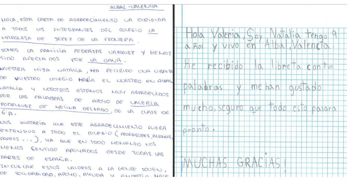 Las cartas de agradecimiento que ha recibido el CEIP La Marquesa de Jerez.