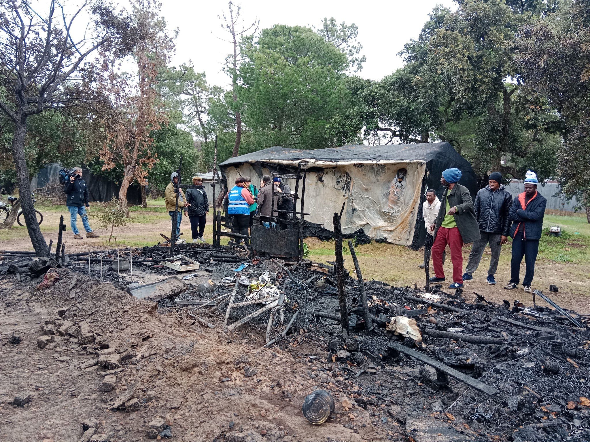 Asentamientos chabolistas en Lucena del Puerto, donde se ha producido la trágica muerte de un temporero en un incendio.