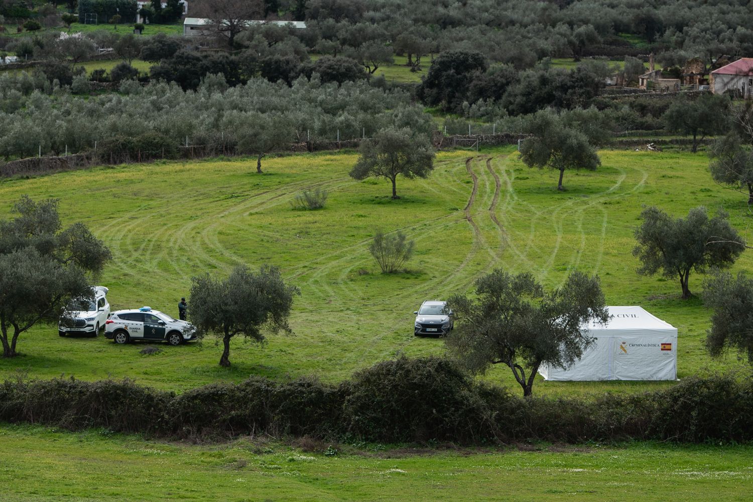 La finca, de la familia de 'El Morenito', donde buscan a Noemí en Santa Olalla del Cala, 