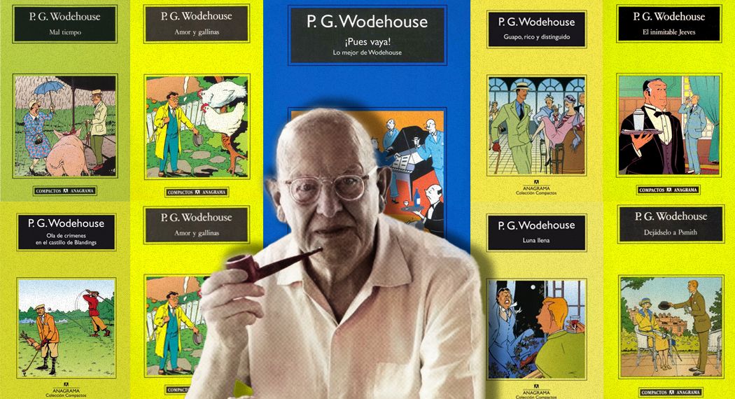 Los libros verde fosforito hacen reir. El escritor P. G. Wodehouse, en un montaje de JORGE FRANCO.