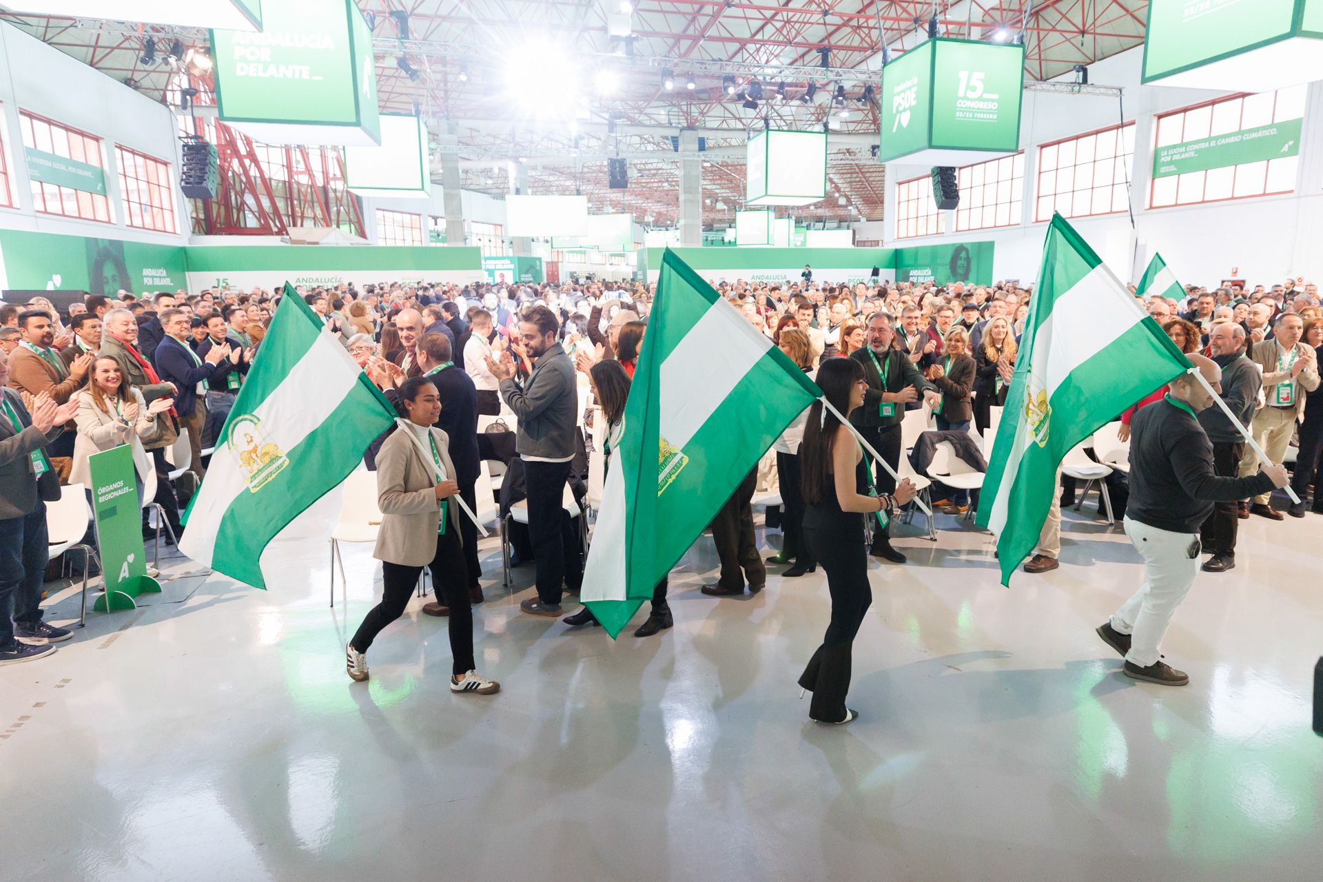Banderas andaluzas en el Congreso Regional del PSOE, en Armilla.