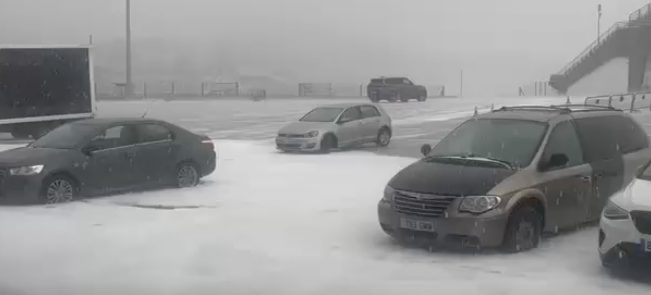 Fuerte granizada en el Circuito de Jerez. 