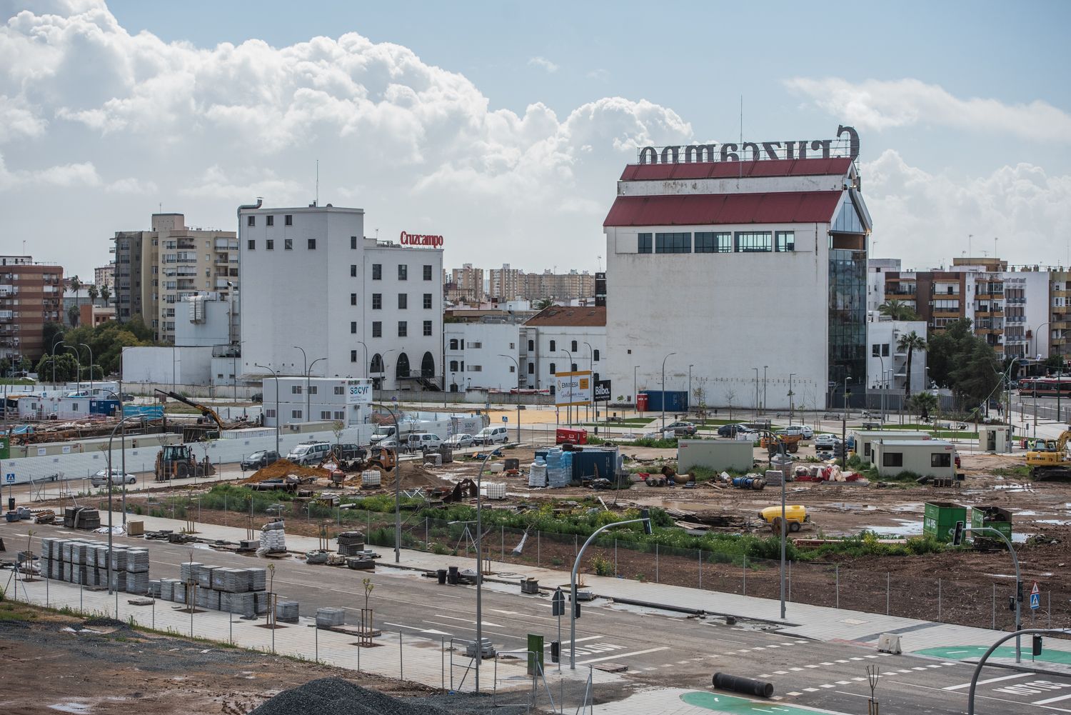 Los terrenos en los que se construyen las VPO de la Cruz del Campo en Sevilla.
