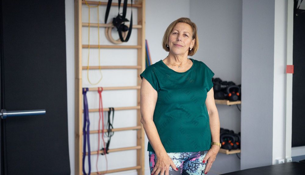 Pilar Chico entrena para aliviar los dolores que le produce la fibromialgia.