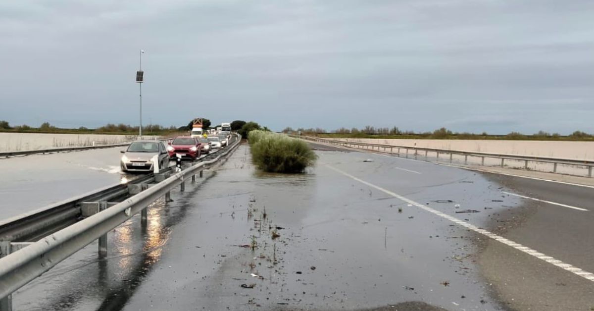 Una imagen compartida por el ministro Óscar Puente del estado de la AP-4 a la altura de Las Cabezas de San Juan.