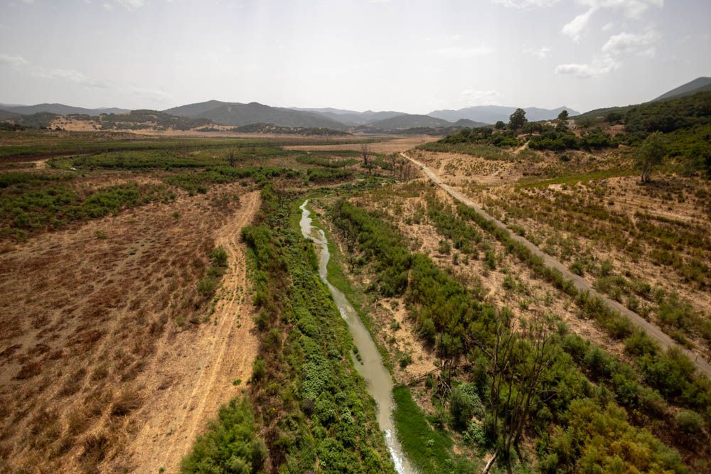 El río Majaceite apenas se vislumbra a su paso por Puente Picao en 2023